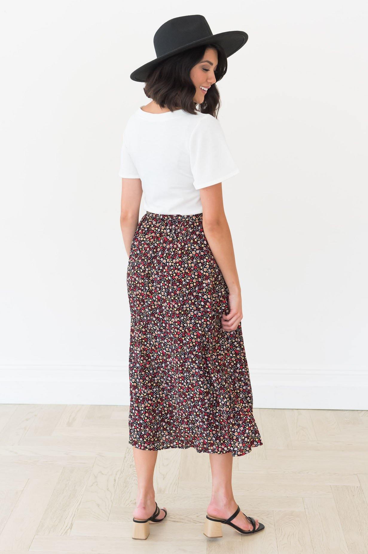 Ditzy Daisy Modest Floral Skirt Skirts vendor-unknown