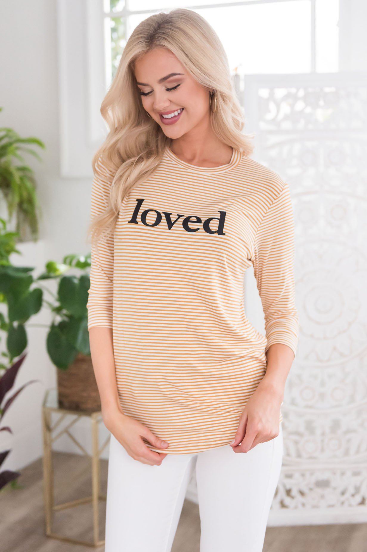 Loved Modest 3/4 Length Sleeve Tee Tops vendor-unknown