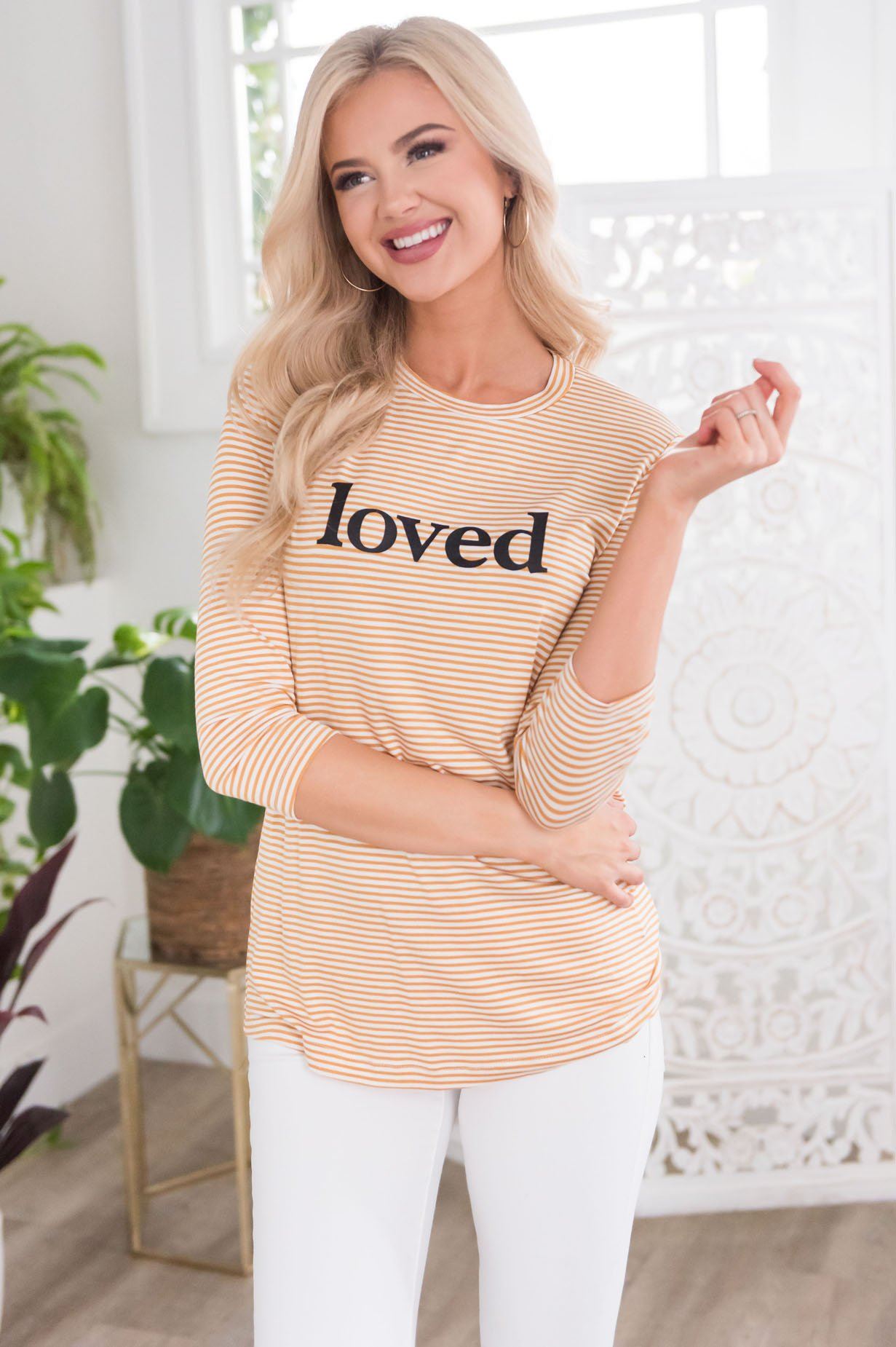 Loved Modest 3/4 Length Sleeve Tee Tops vendor-unknown