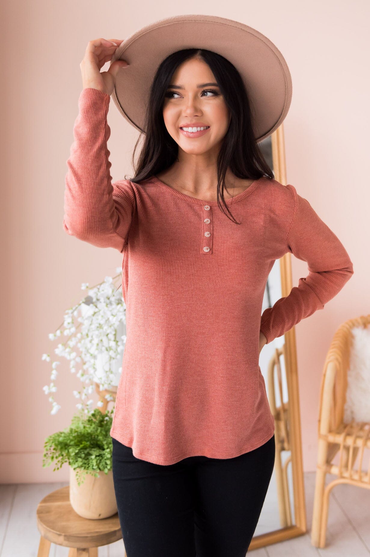 You Complete Me Modest Thermal Top Tops vendor-unknown