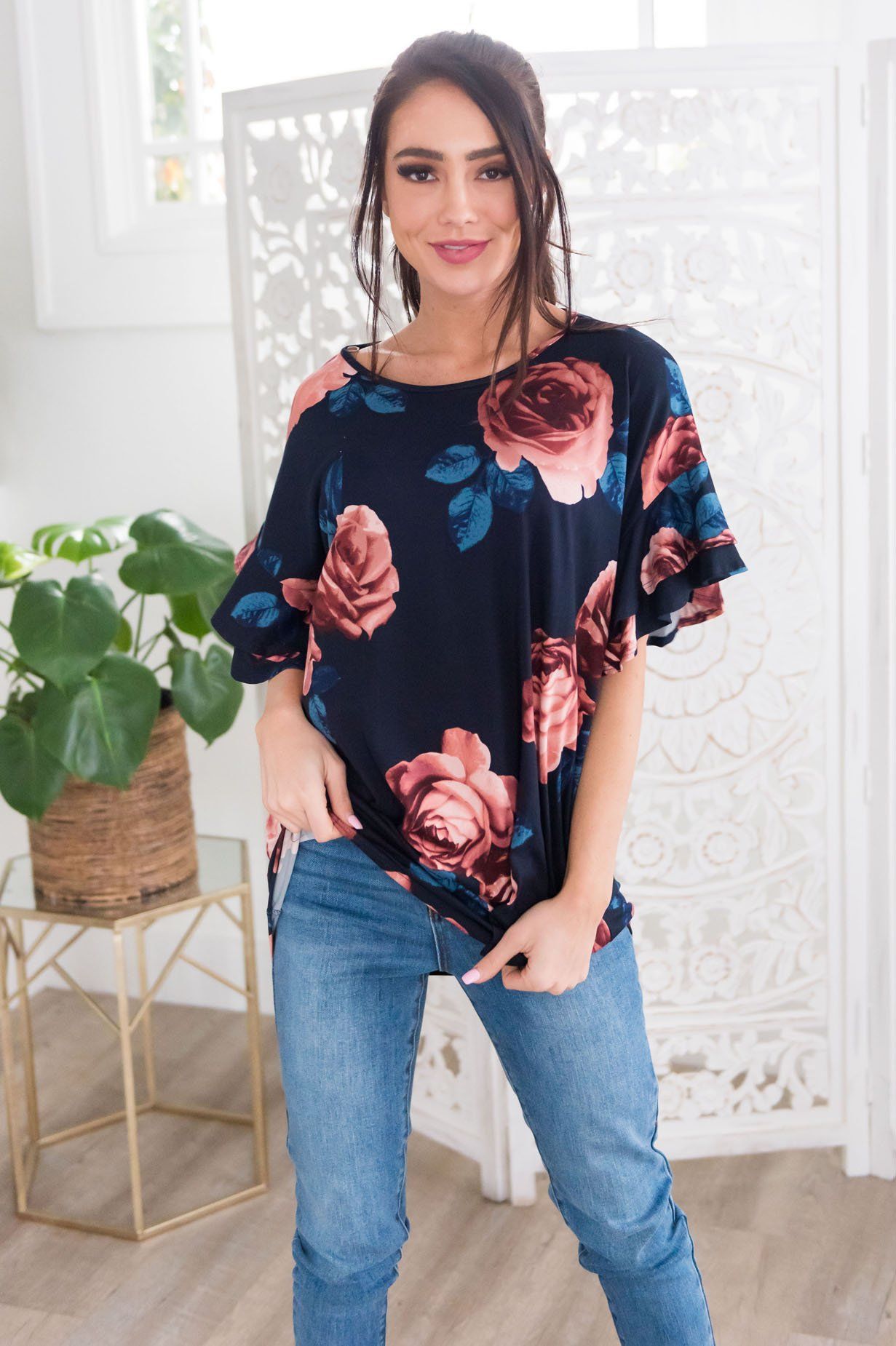 Natural Beauty Modest Top Tops vendor-unknown