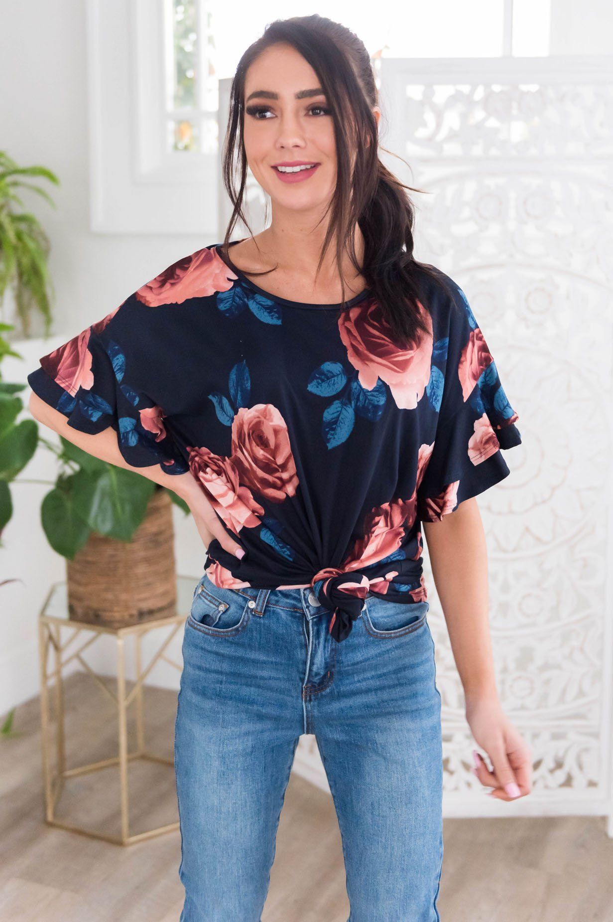 Natural Beauty Modest Top Tops vendor-unknown