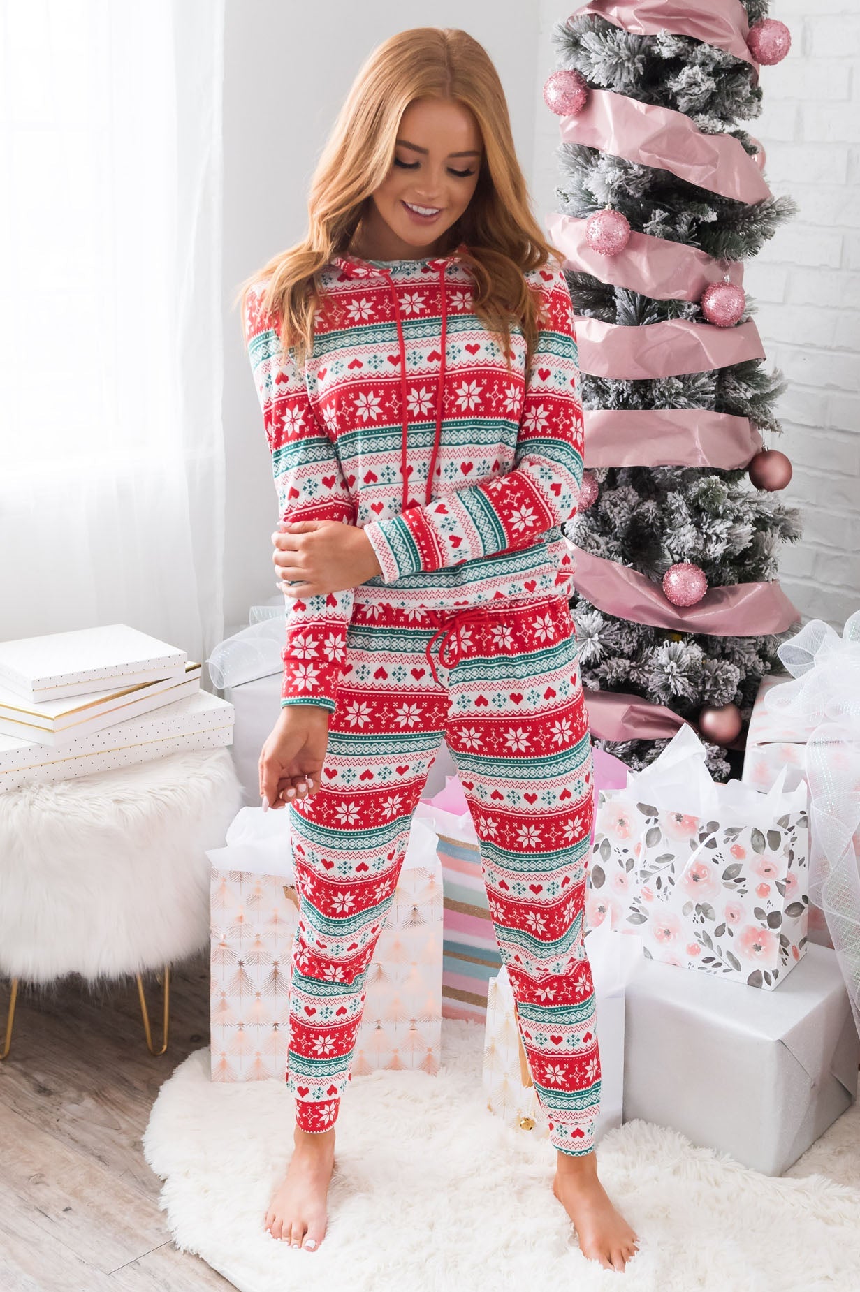 I Heart Christmas Modest Lounge Set Tops vendor-unknown