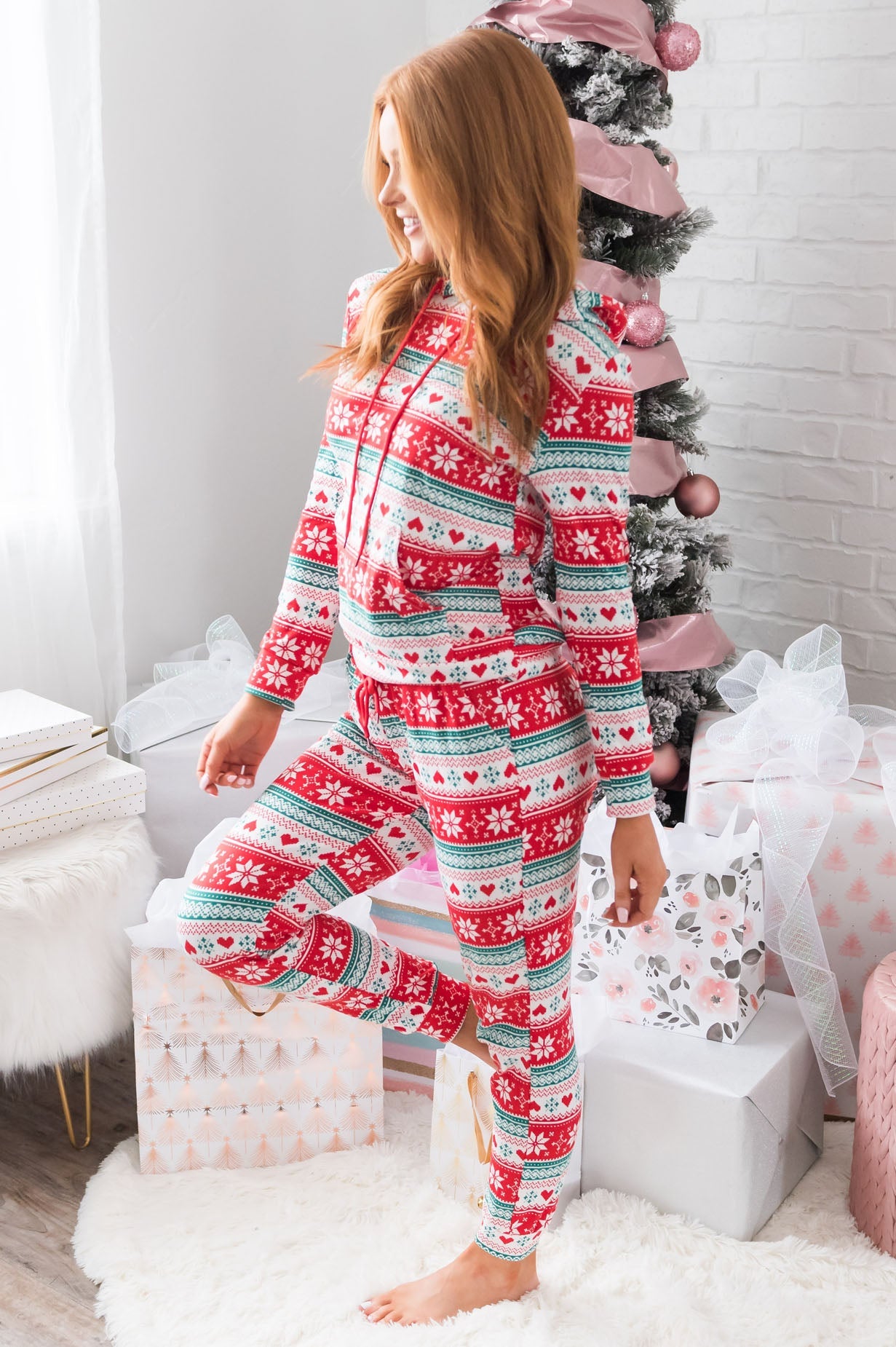 I Heart Christmas Modest Lounge Set Tops vendor-unknown