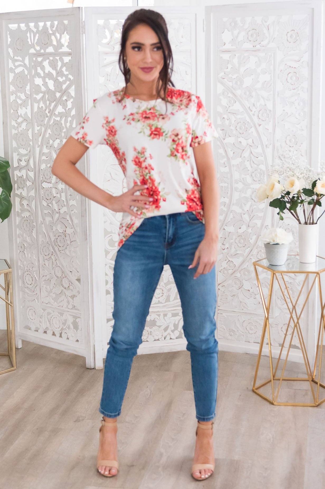 Beautiful Afternoon Modest Top Tops vendor-unknown