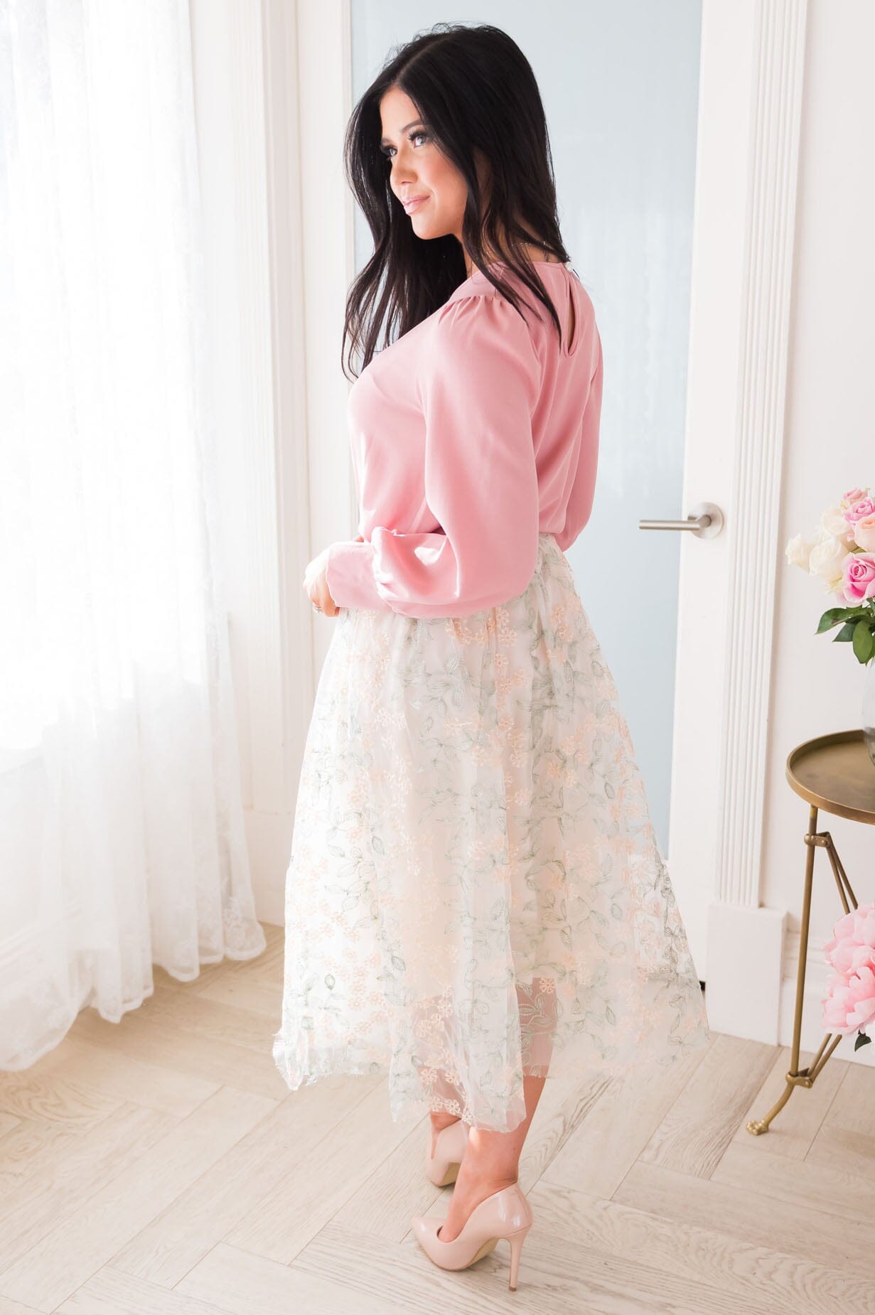 Classic Beauty Modest Embroidered Tulle Skirt Skirts vendor-unknown