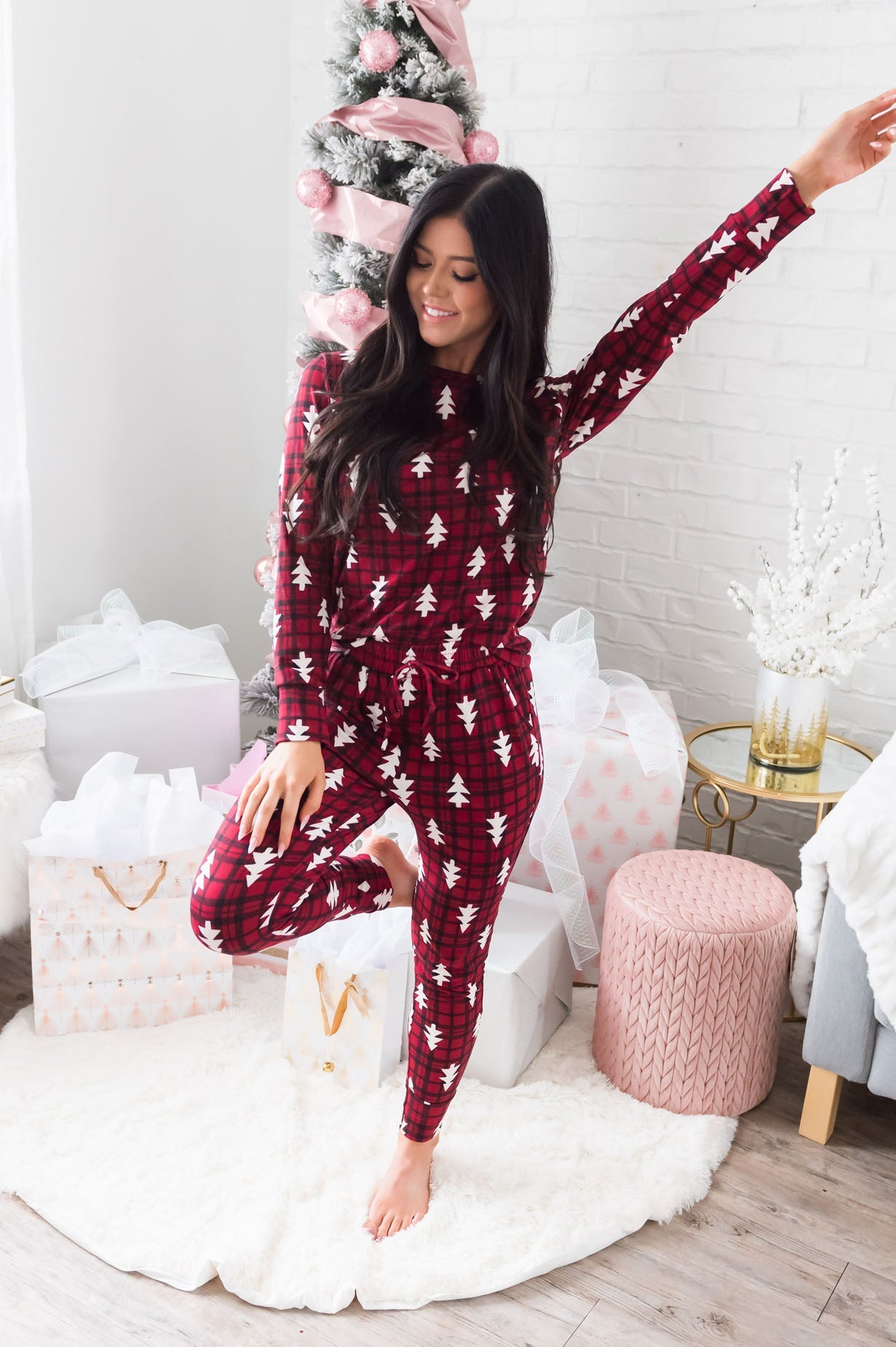 Cheery Little Christmas Tree Modest Lounge Set Tops vendor-unknown