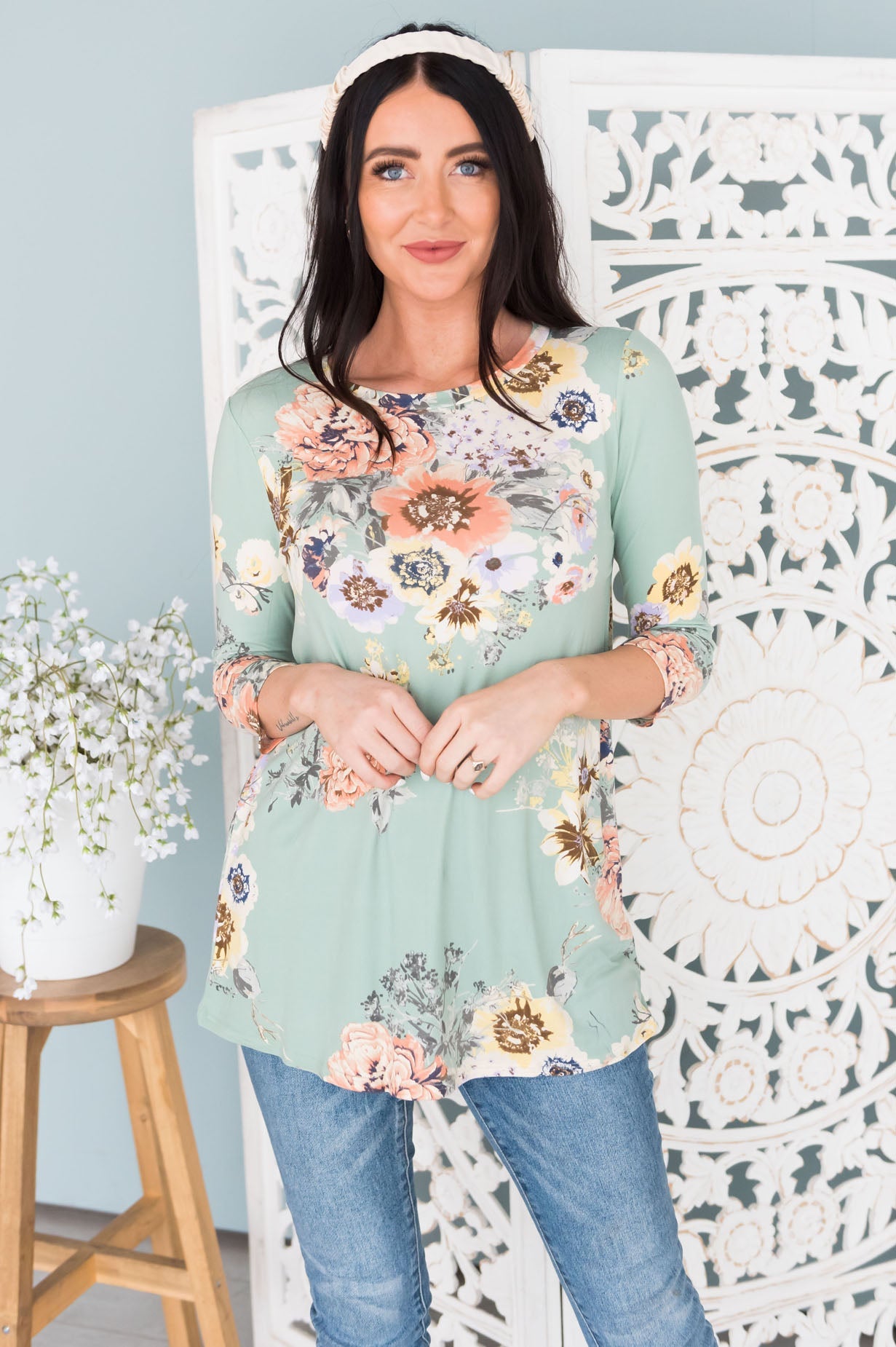 Simply Basic Modest Top Tops vendor-unknown