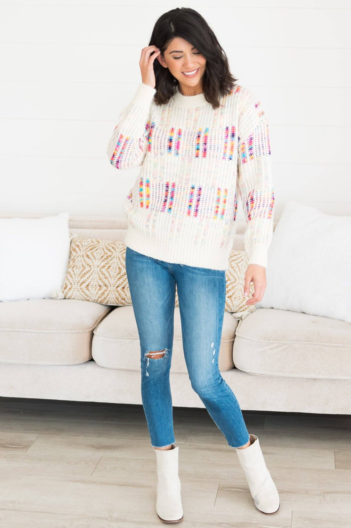 Sweet Everything Modest Sweater Tops vendor-unknown