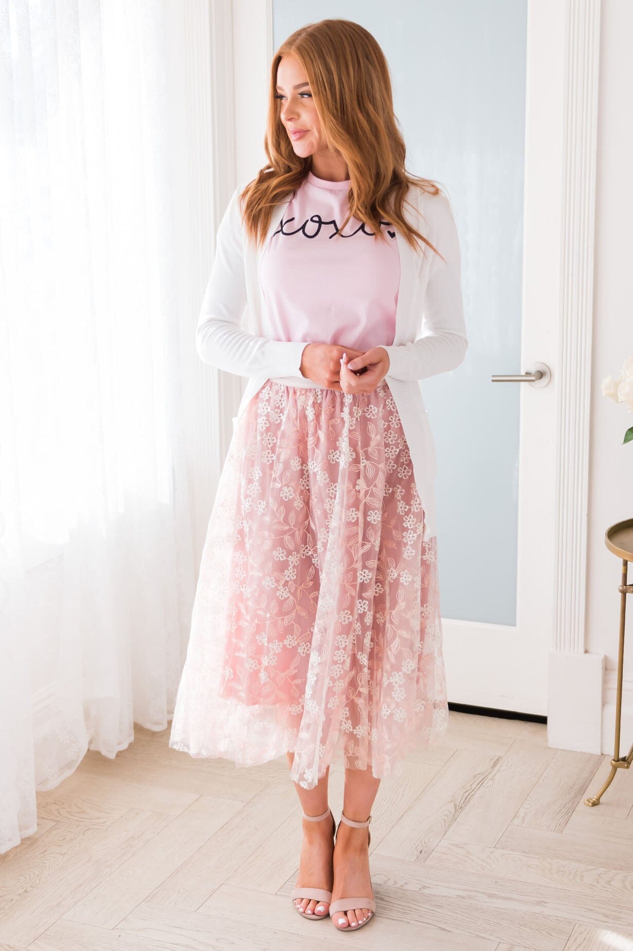 Classic Beauty Modest Embroidered Tulle Skirt Skirts vendor-unknown