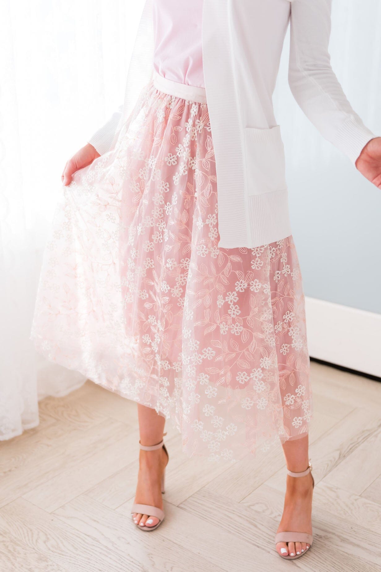 Classic Beauty Modest Embroidered Tulle Skirt Skirts vendor-unknown