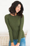 Falling Forward Modest Ribbed Sweater Tops vendor-unknown