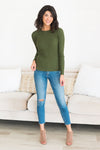 Falling Forward Modest Ribbed Sweater Tops vendor-unknown 