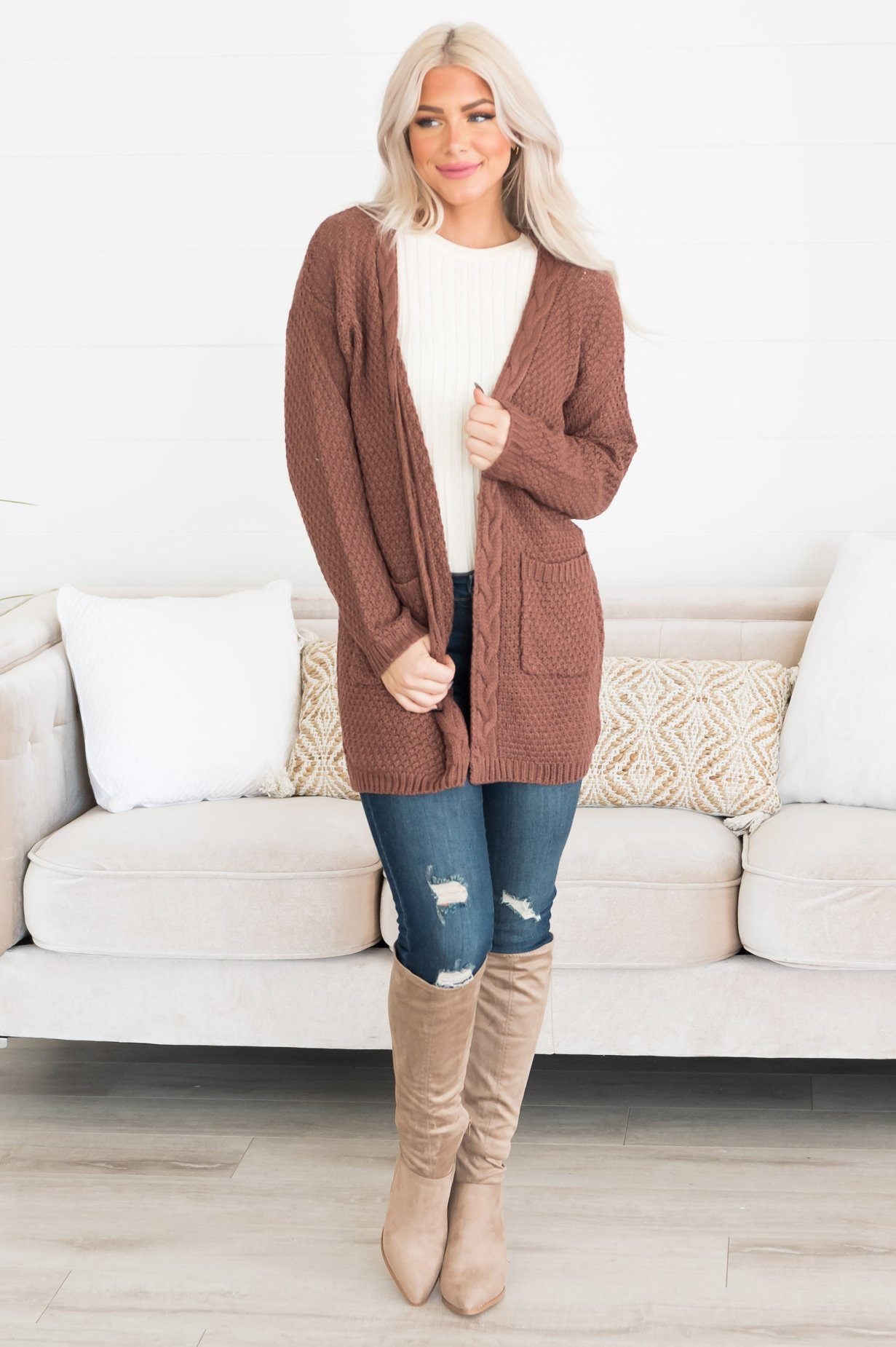 Warm & Cozy Modest Pocket Cardigan Modest Dresses vendor-unknown