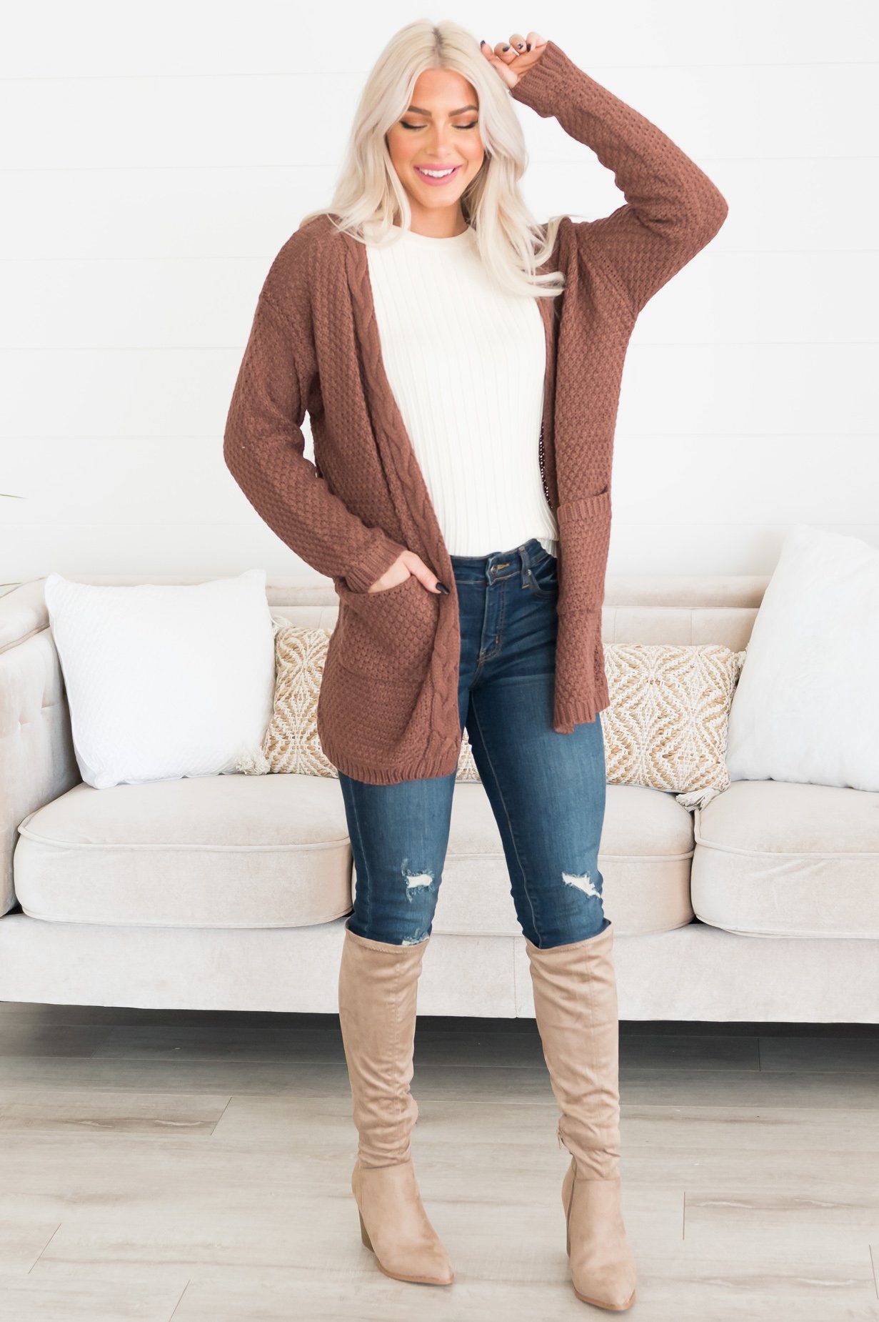 Warm & Cozy Modest Pocket Cardigan Modest Dresses vendor-unknown