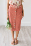 Button Front Relaxed Pencil Skirt Skirts vendor-unknown