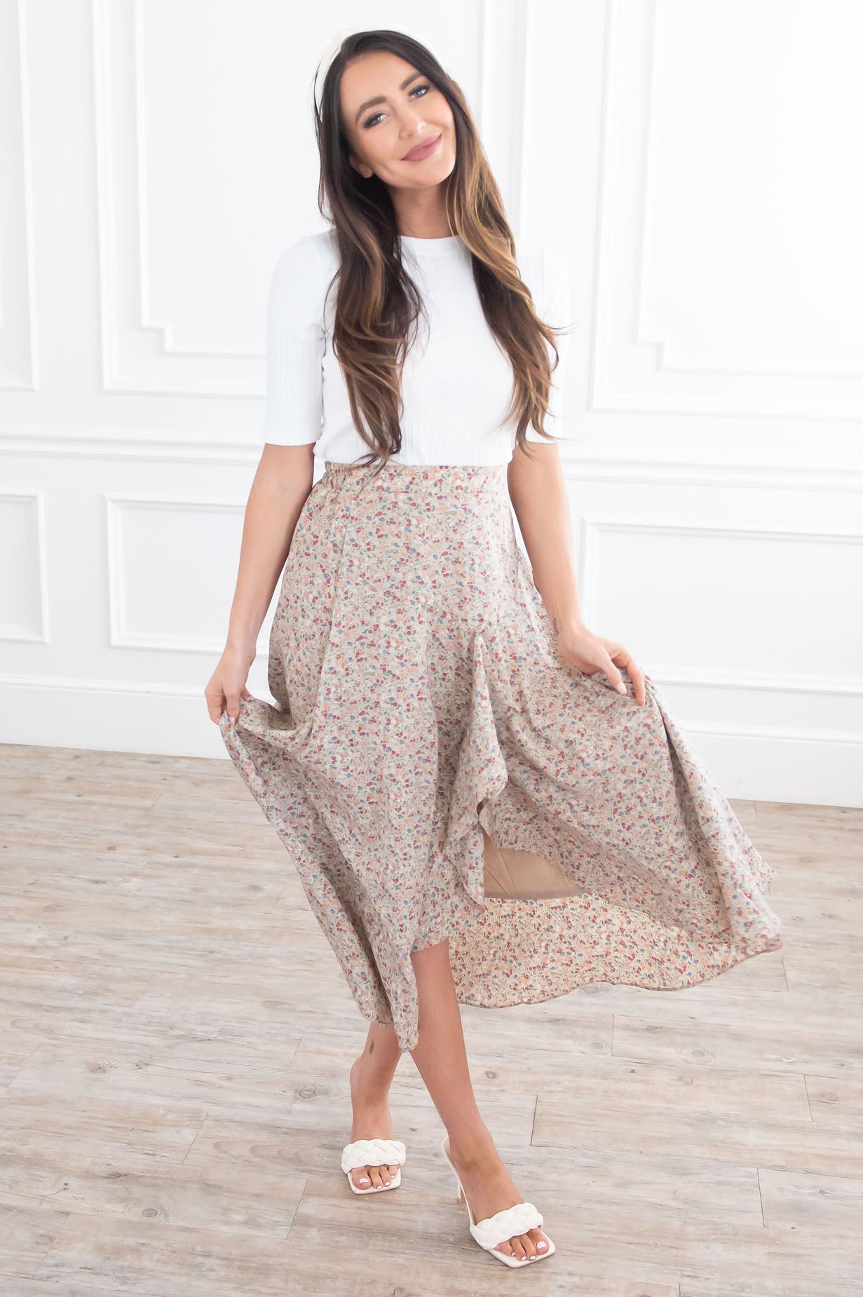 Growing On You Modest Ruffle Skirt Skirts vendor-unknown