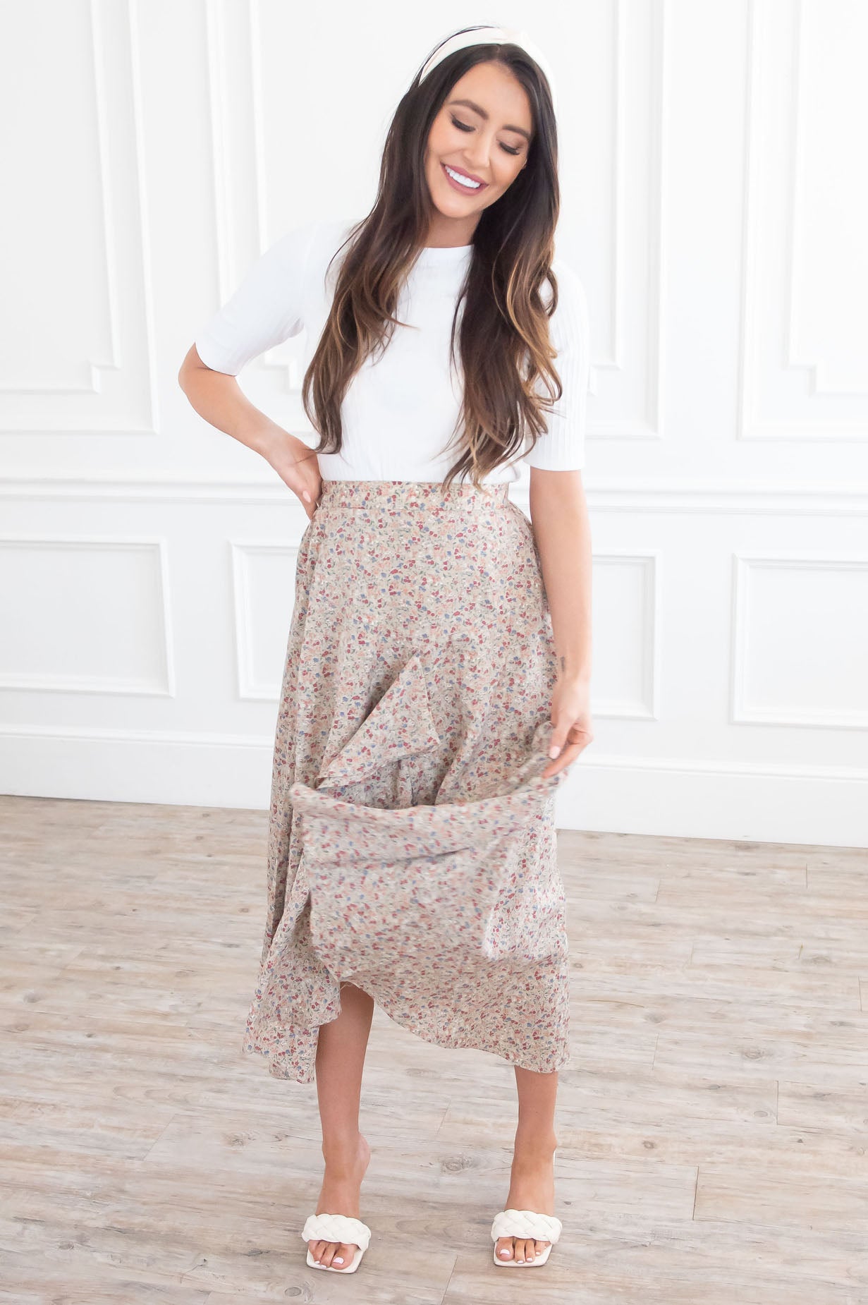 Growing On You Modest Ruffle Skirt Skirts vendor-unknown