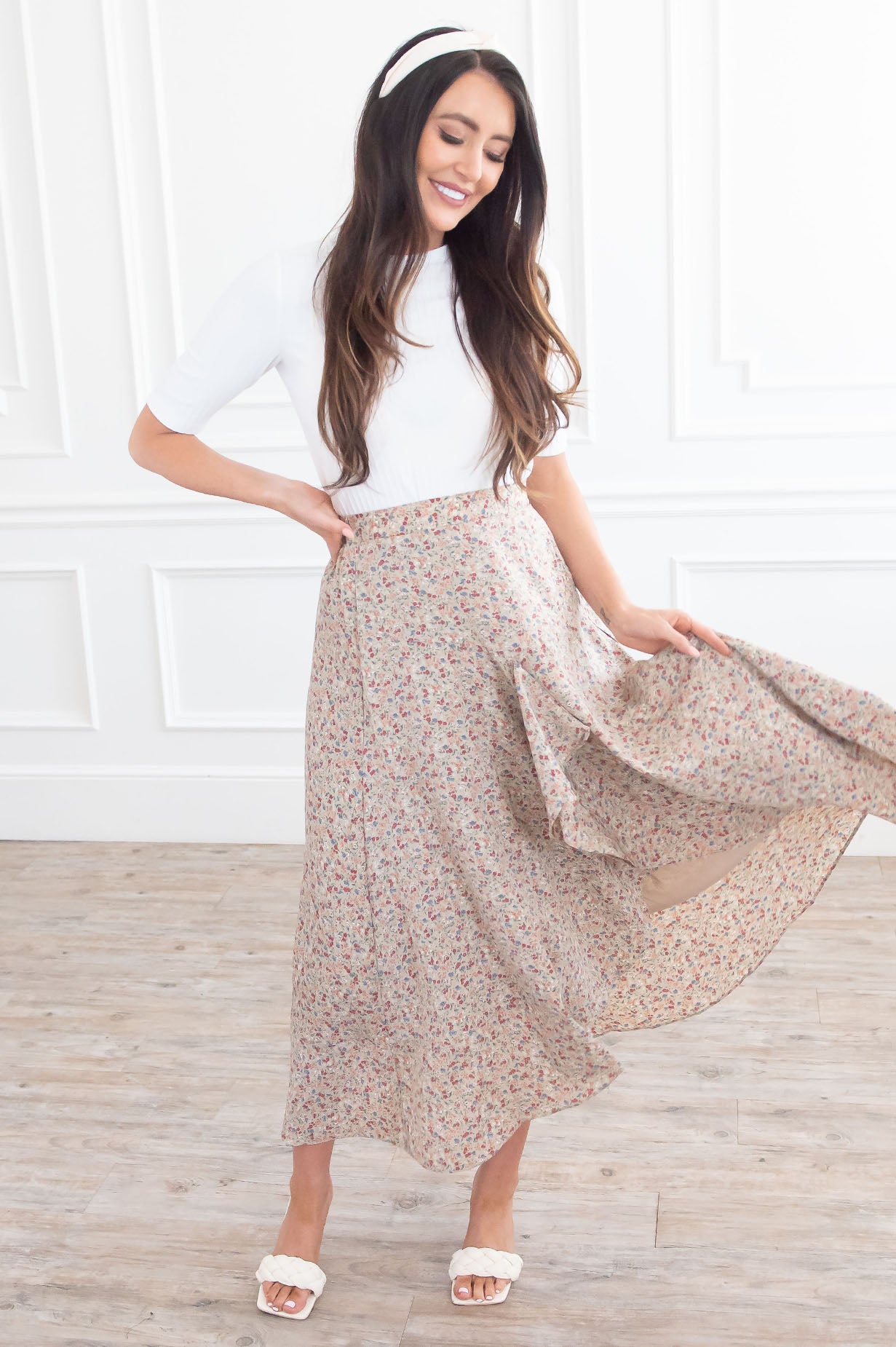 Growing On You Modest Ruffle Skirt Skirts vendor-unknown