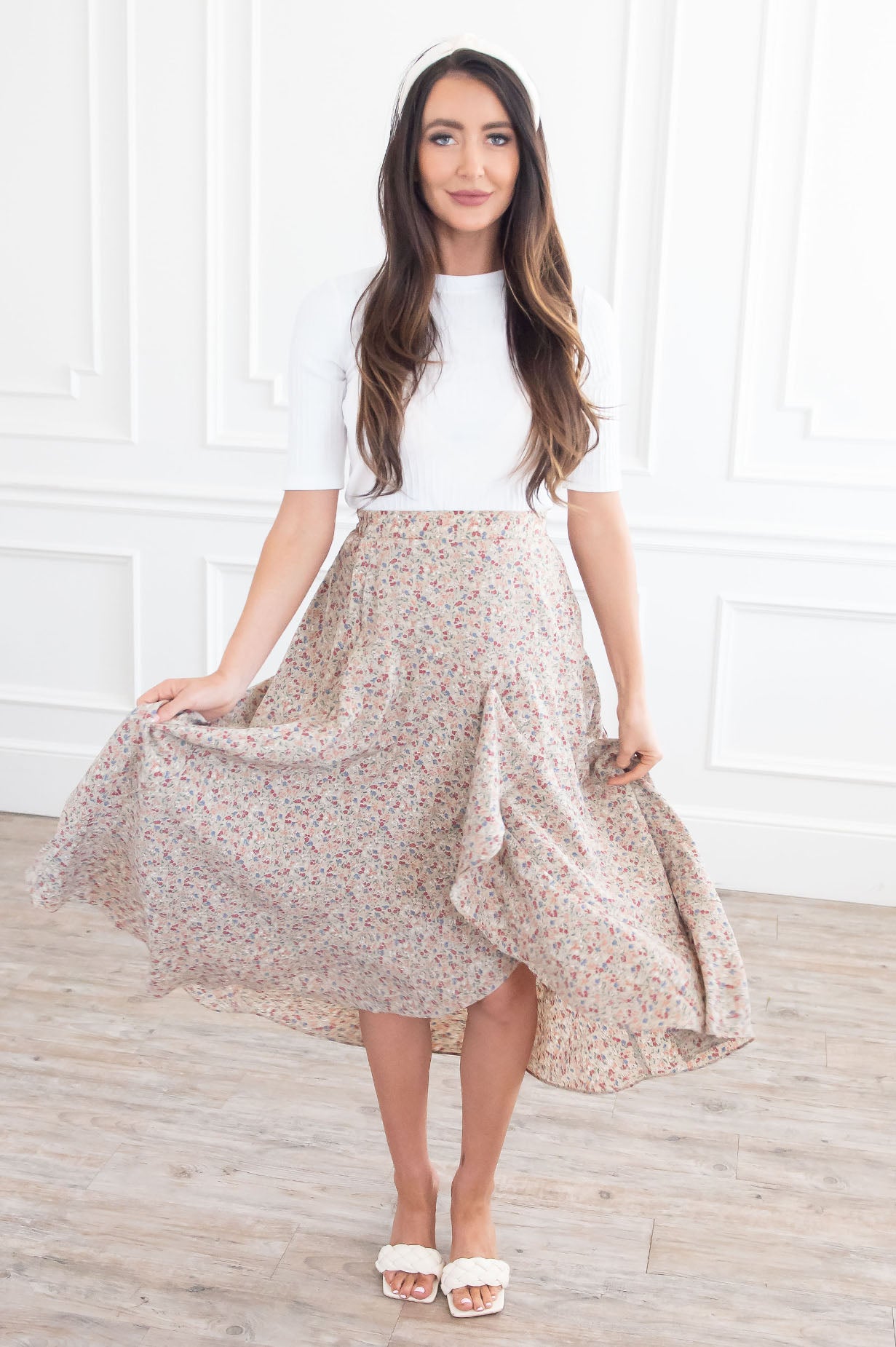Growing On You Modest Ruffle Skirt Skirts vendor-unknown