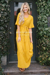 Polka Dot Flutter Sleeve Tiered Maxi Dress Modest Dresses vendor-unknown Canary Yellow S