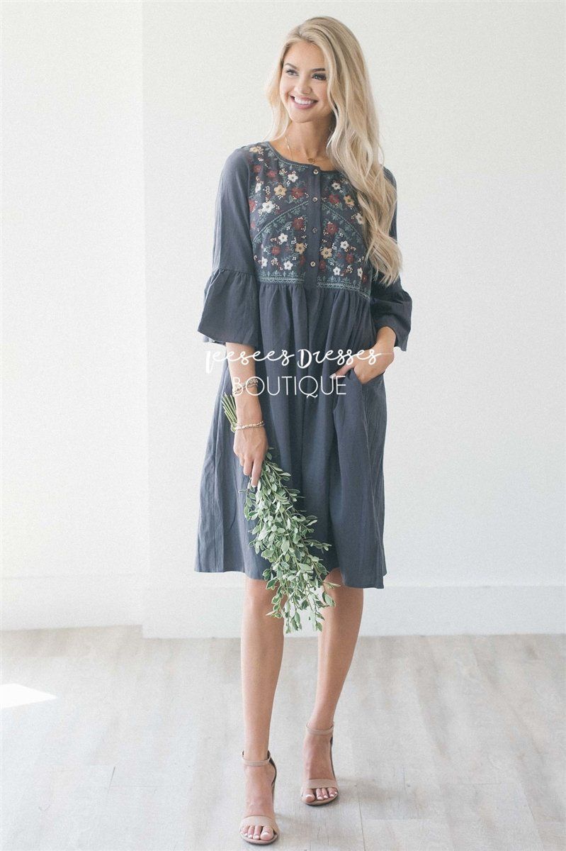 The Ali Modest Dresses vendor-unknown Charcoal S