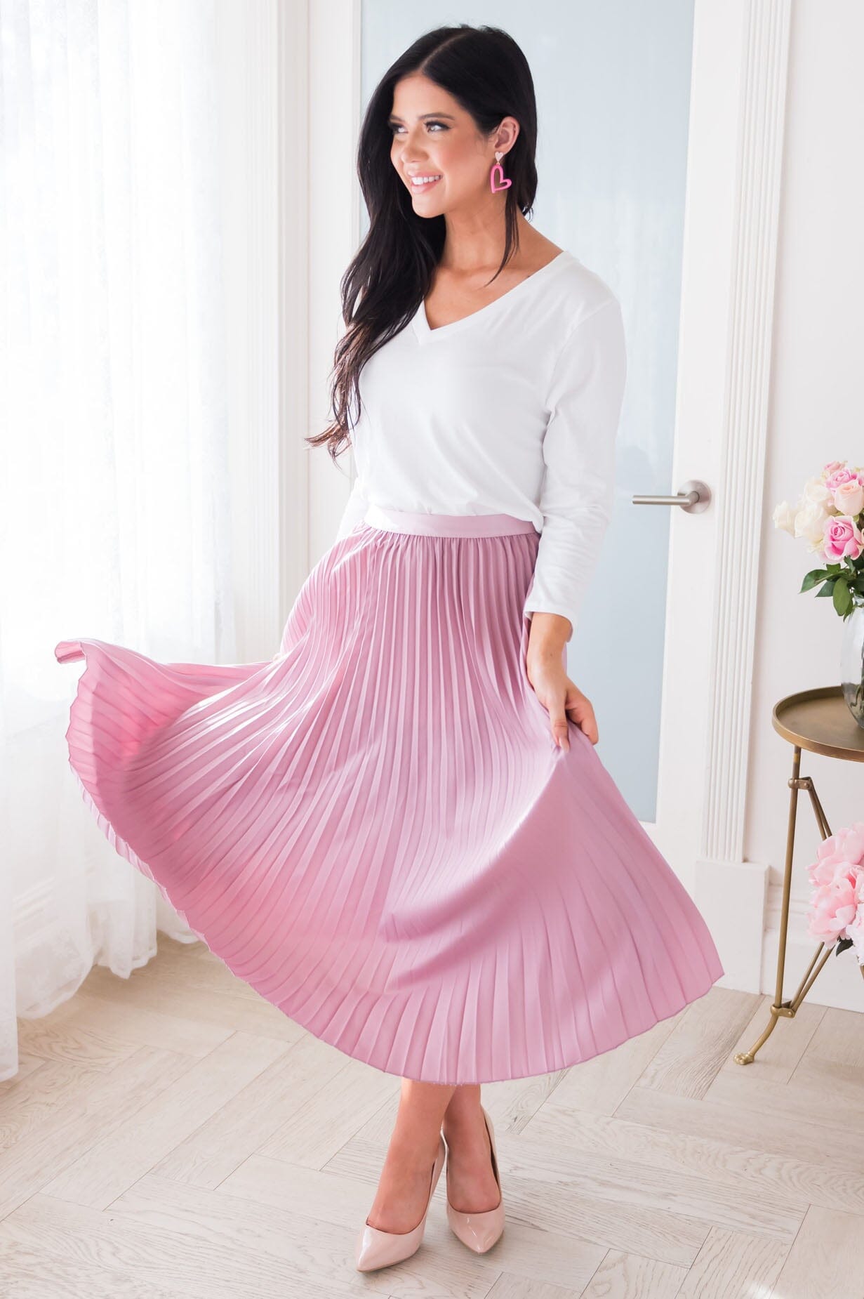 Filled With Happiness Modest Pleat Skirt Skirts vendor-unknown
