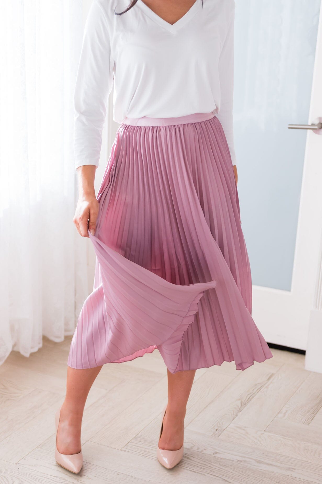 Filled With Happiness Modest Pleat Skirt Skirts vendor-unknown