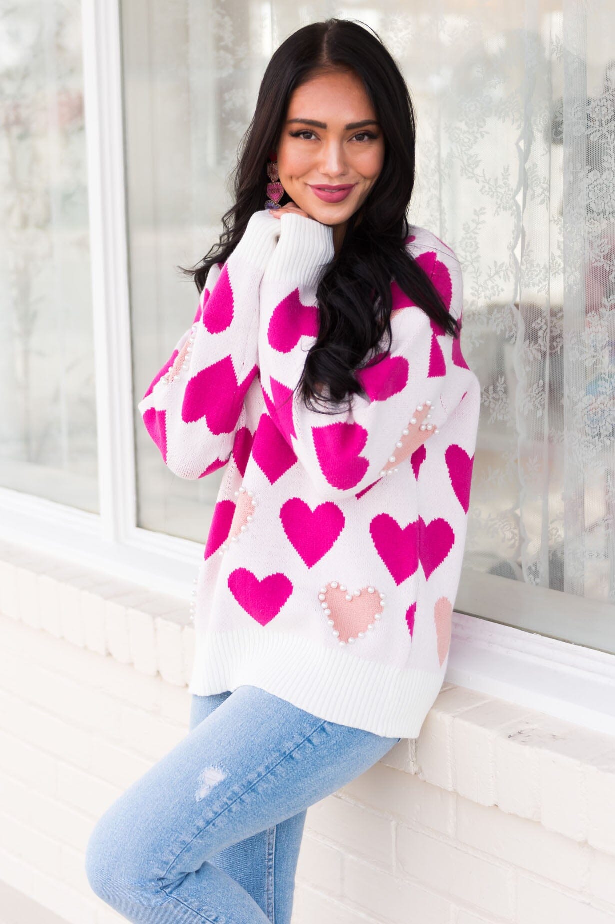 I Heart Pearls Modest Sweater Modest Dresses vendor-unknown