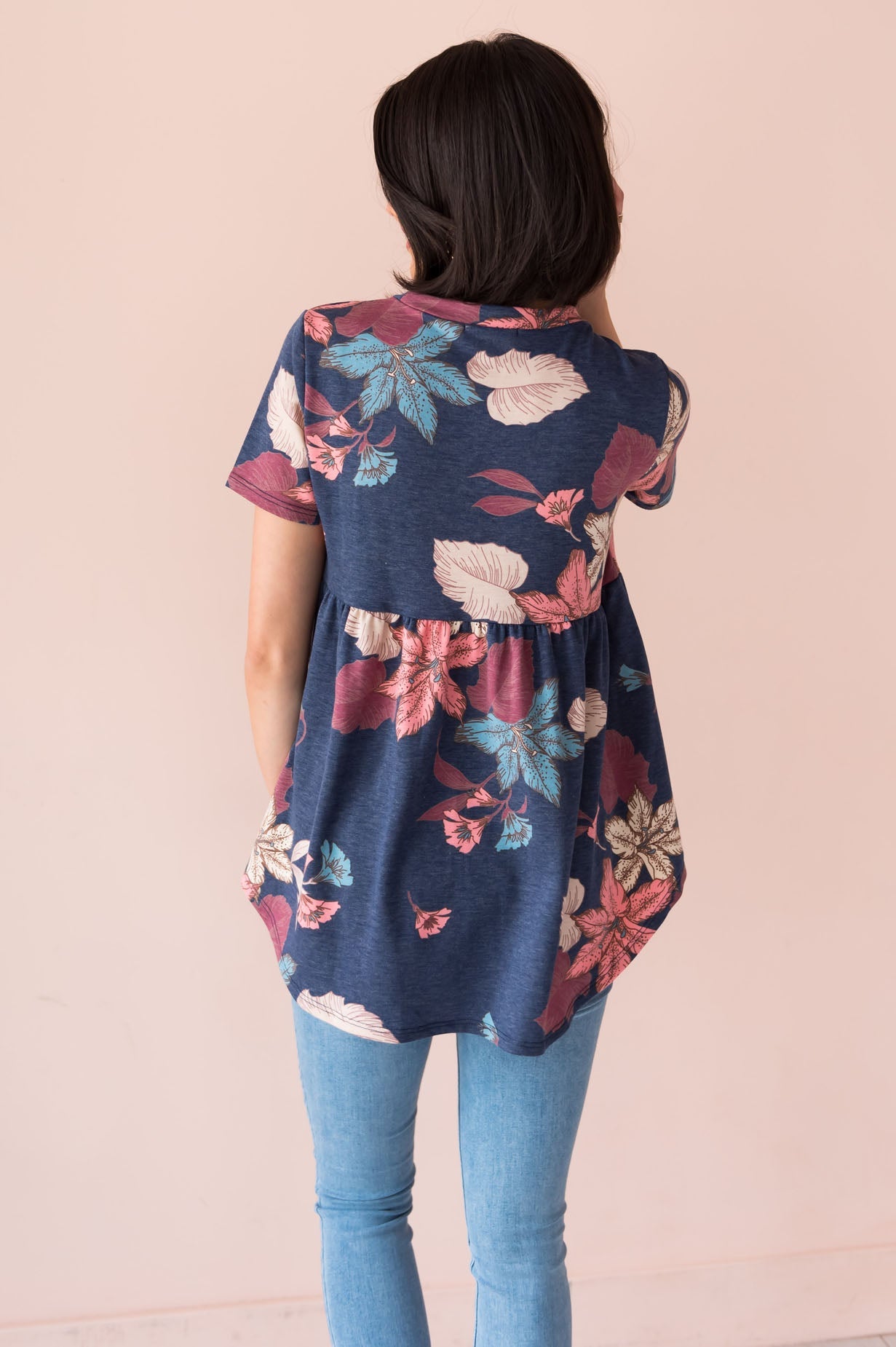 Breezy Floral Modest Babydoll Top Tops vendor-unknown