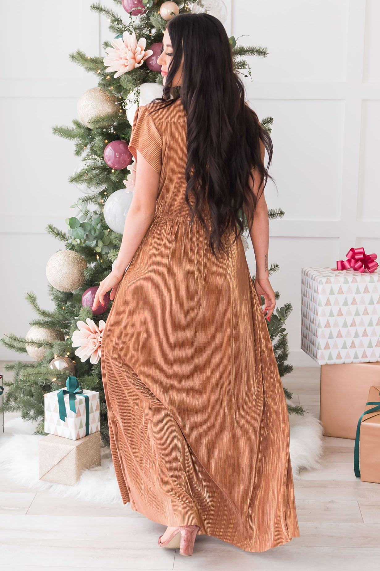 The Holiday Dream Shimmer Maxi Dress Modest Dresses vendor-unknown