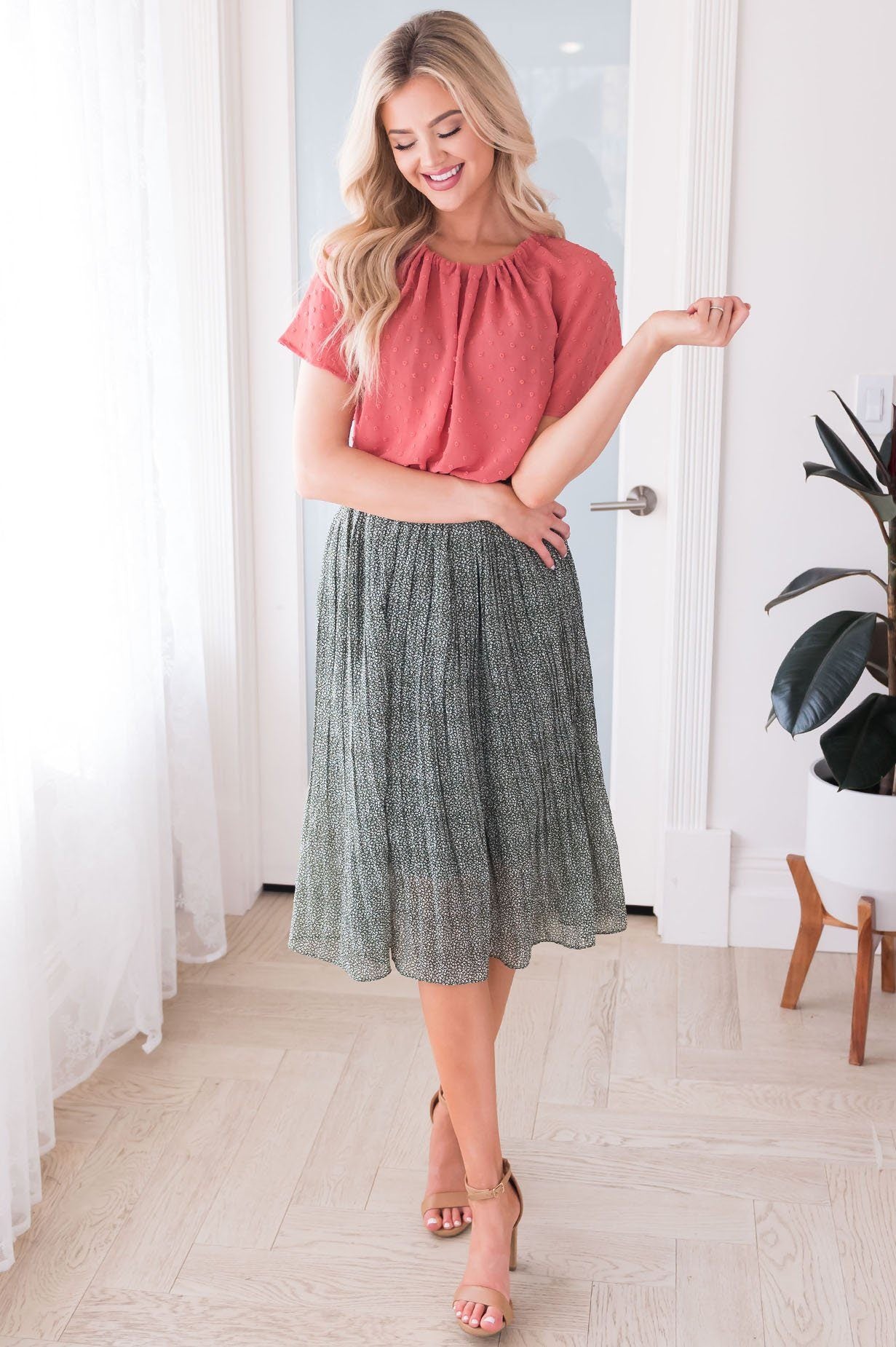 Fall Blooms Modest Pleat Skirt Modest Dresses vendor-unknown