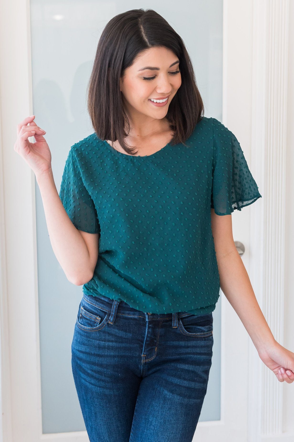 Gorgeous Swiss Dot Blouse Tops vendor-unknown