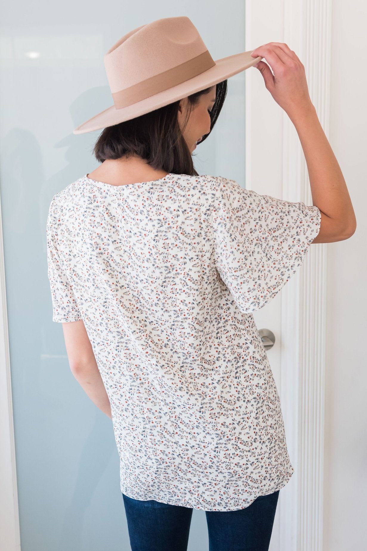 Ditzy Abstract Modest Blouse Tops vendor-unknown