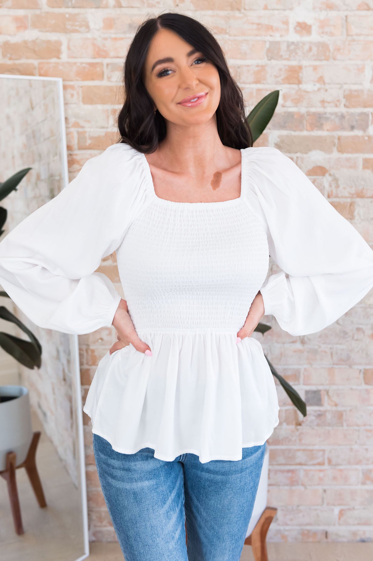 The Perfect Time Modest Blouse Tops vendor-unknown