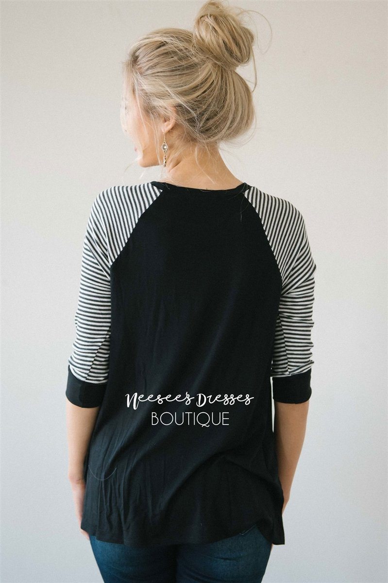 Lucky Baseball Sleeve Top Tops vendor-unknown