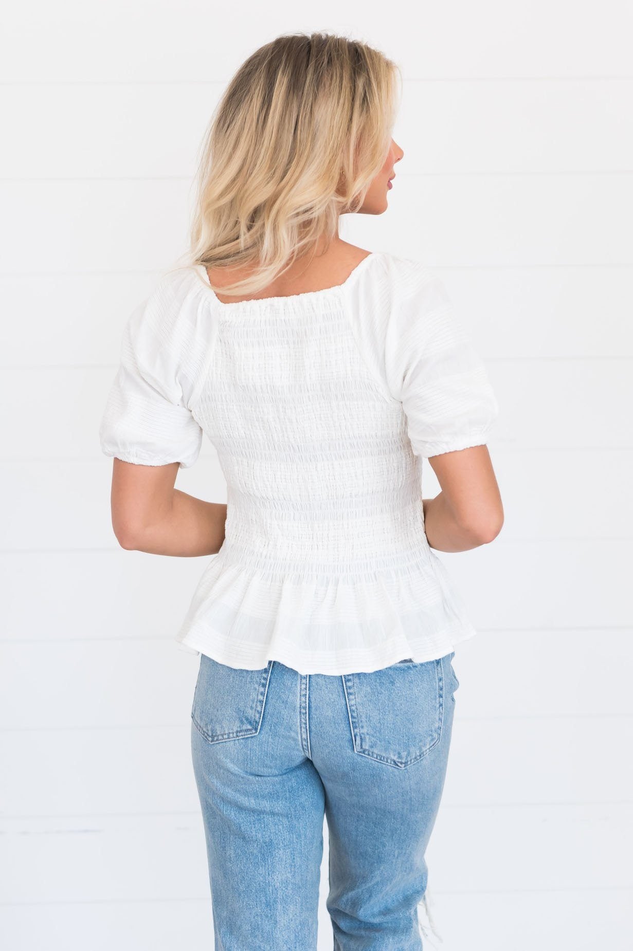 Only A Memory Smocked Modest Blouse Modest Dresses vendor-unknown