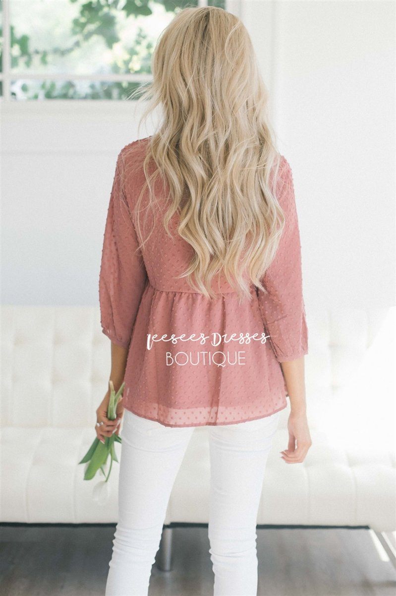 Polka Dot Embroidered Baby Doll Top Tops vendor-unknown