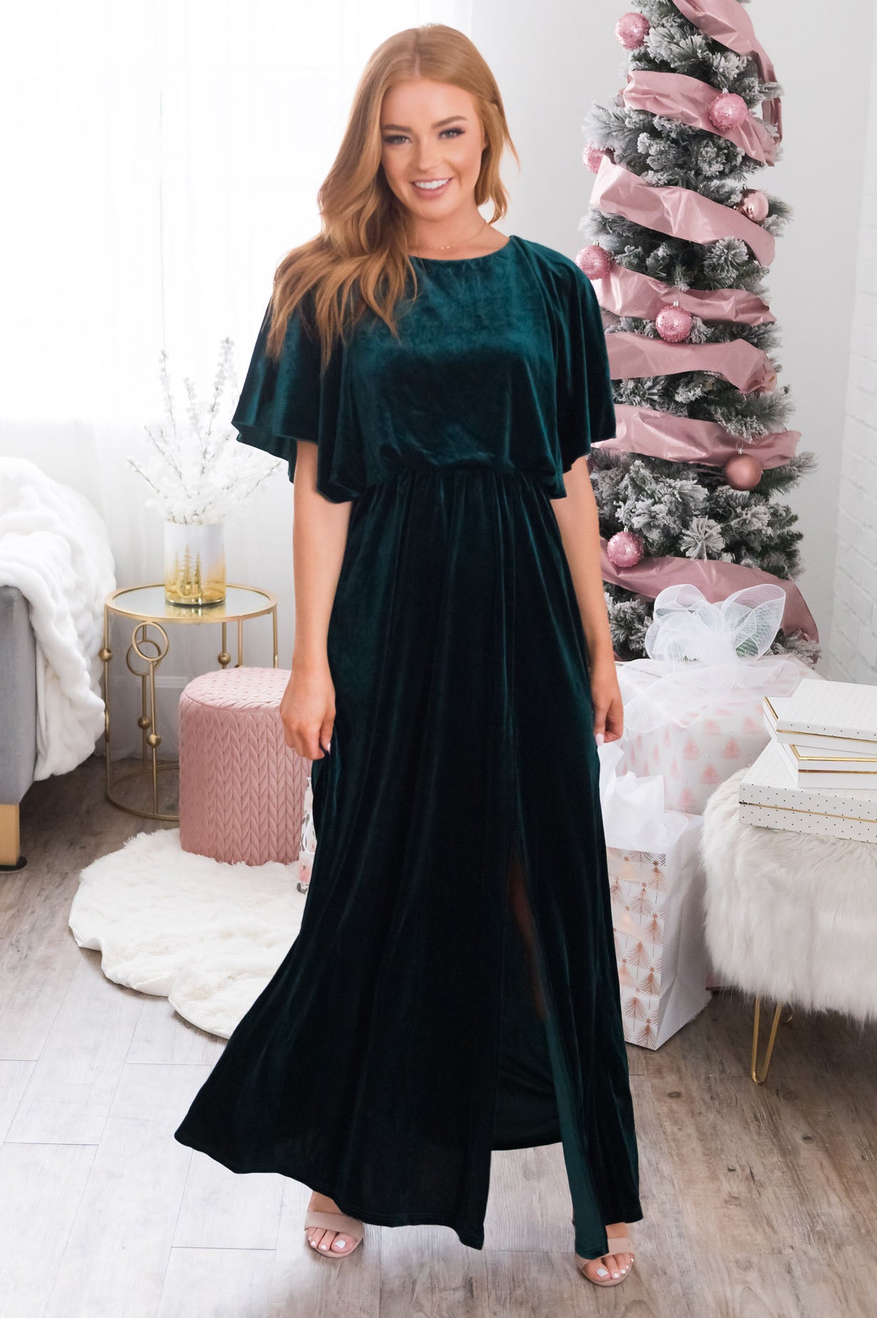 The Joy Evening Out Velvet Gown Modest Dresses vendor-unknown