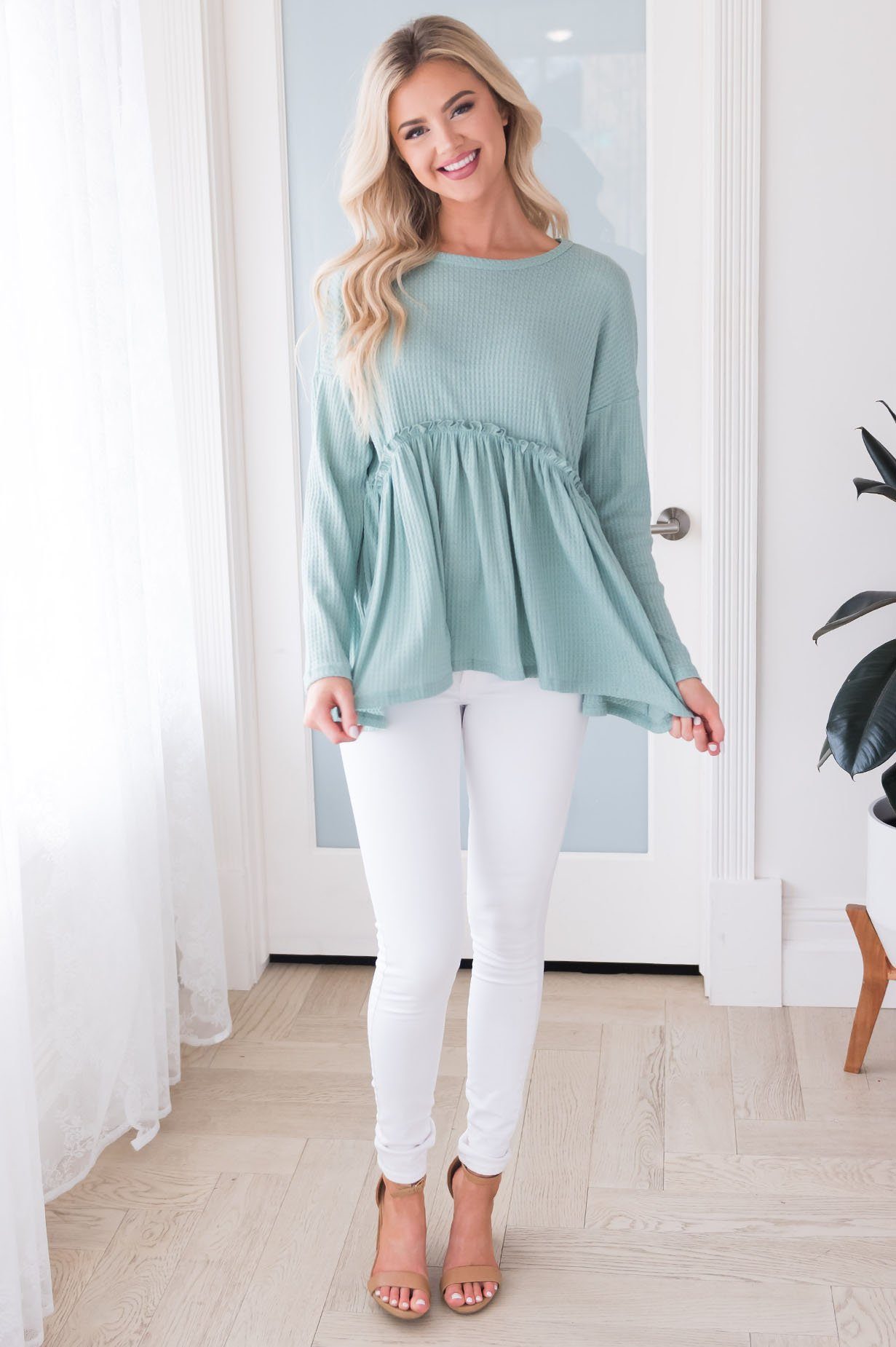 Meaningful Words Modest Babydoll Blouse Tops vendor-unknown