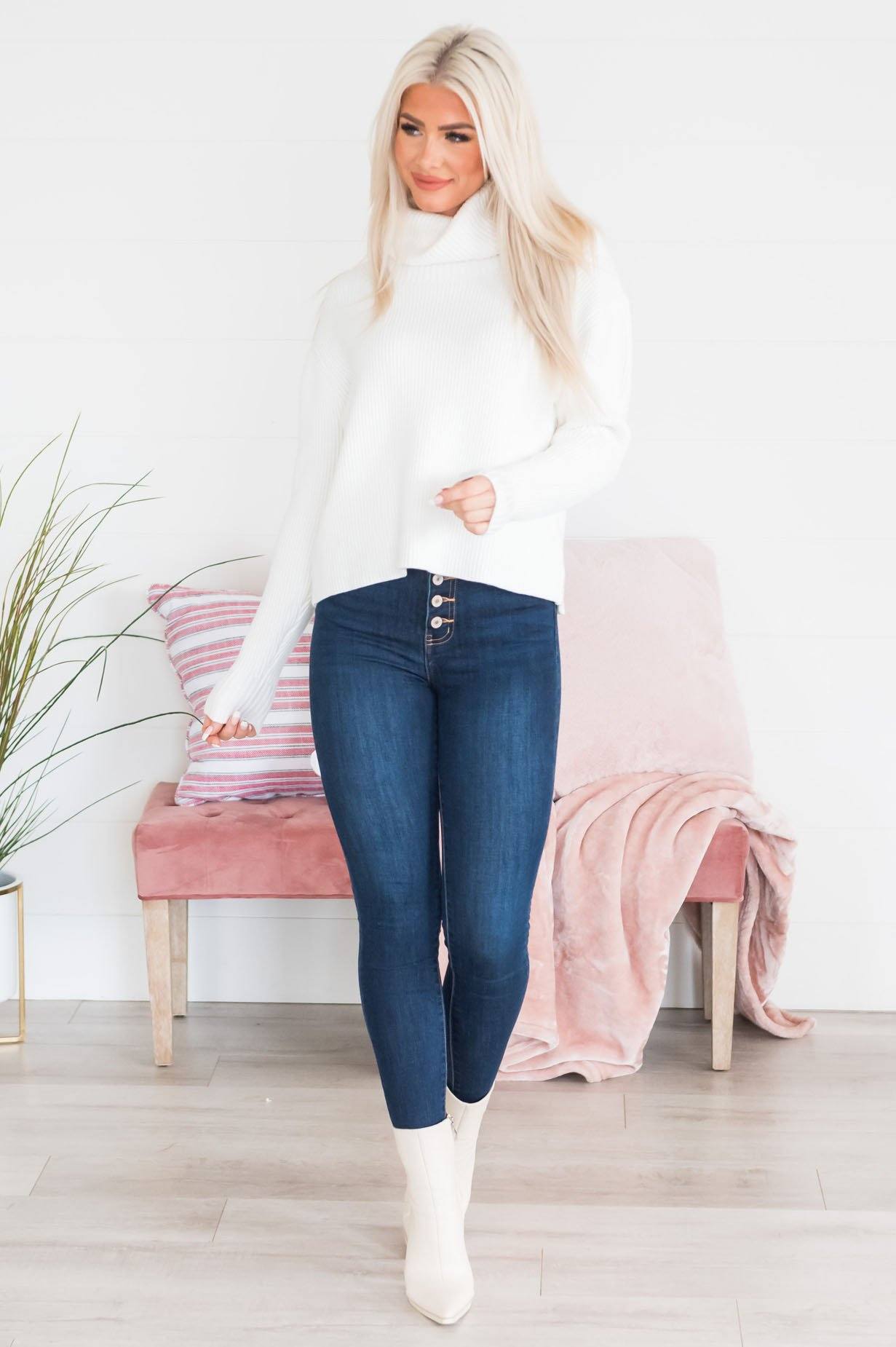 Barely Basic Modest Sweater Tops vendor-unknown