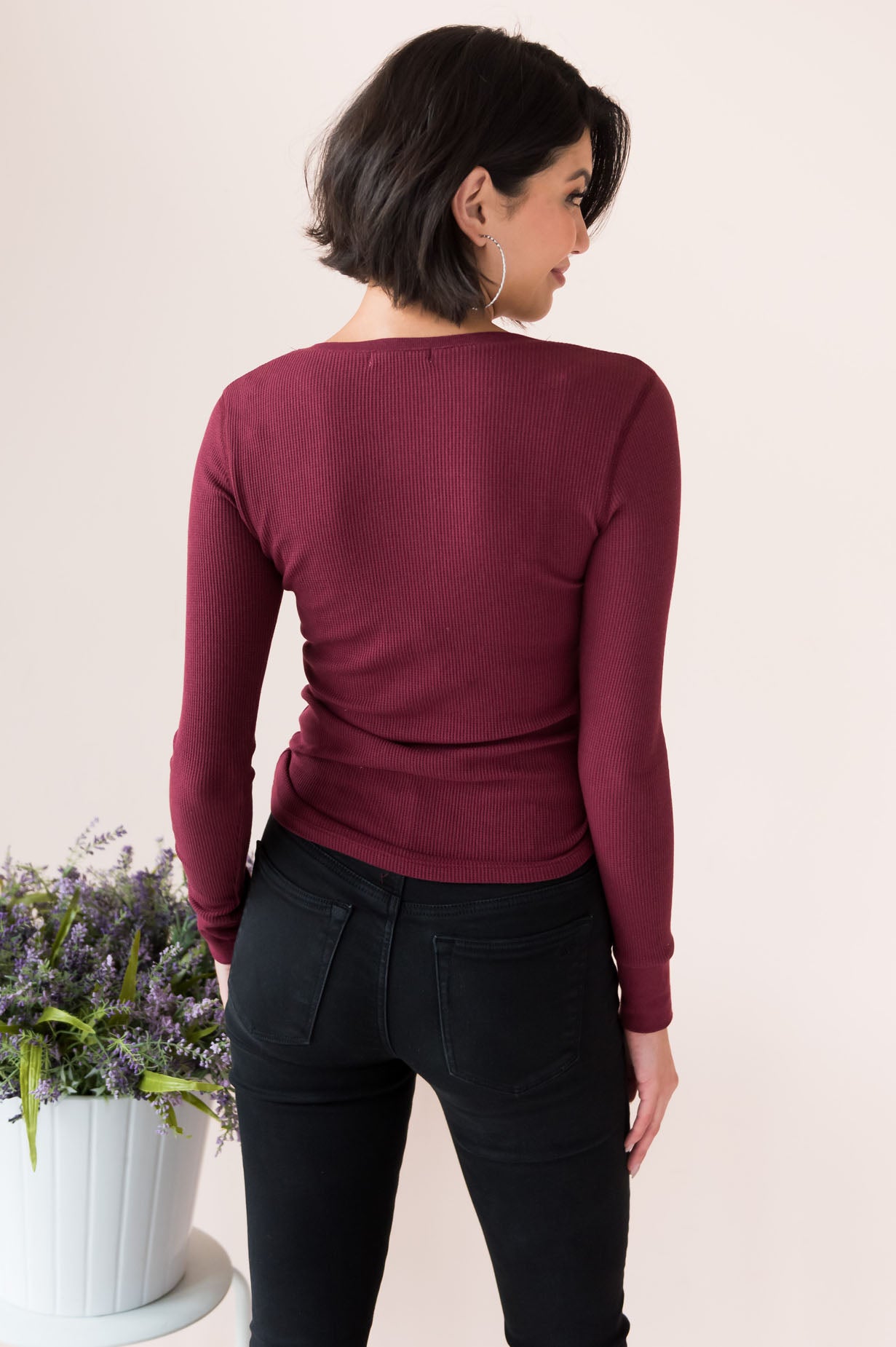 Changing Skies Modest Thermal Henley Top NeeSee's Dresses