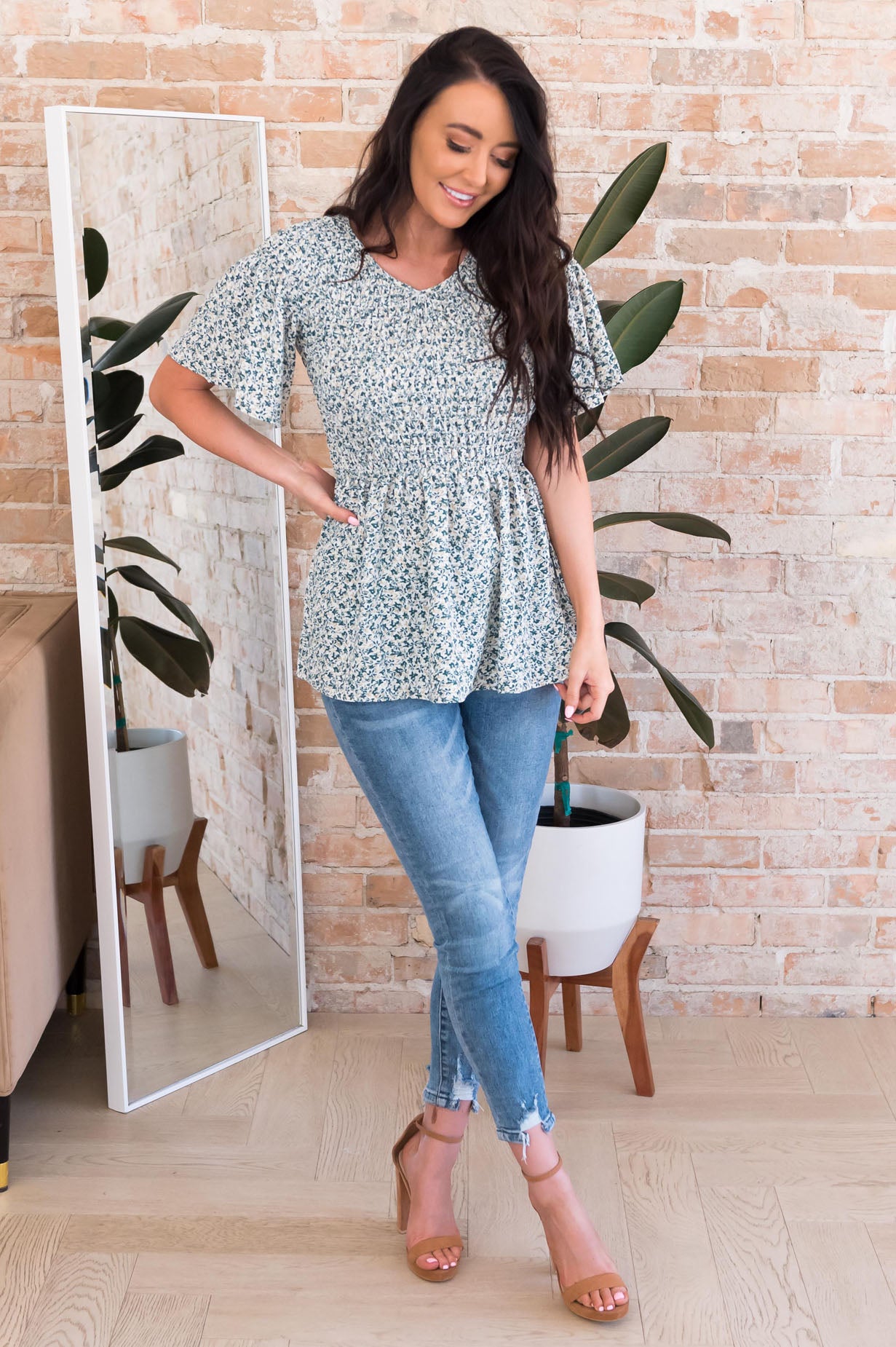 Midnight Blues Modest Blouse Tops vendor-unknown