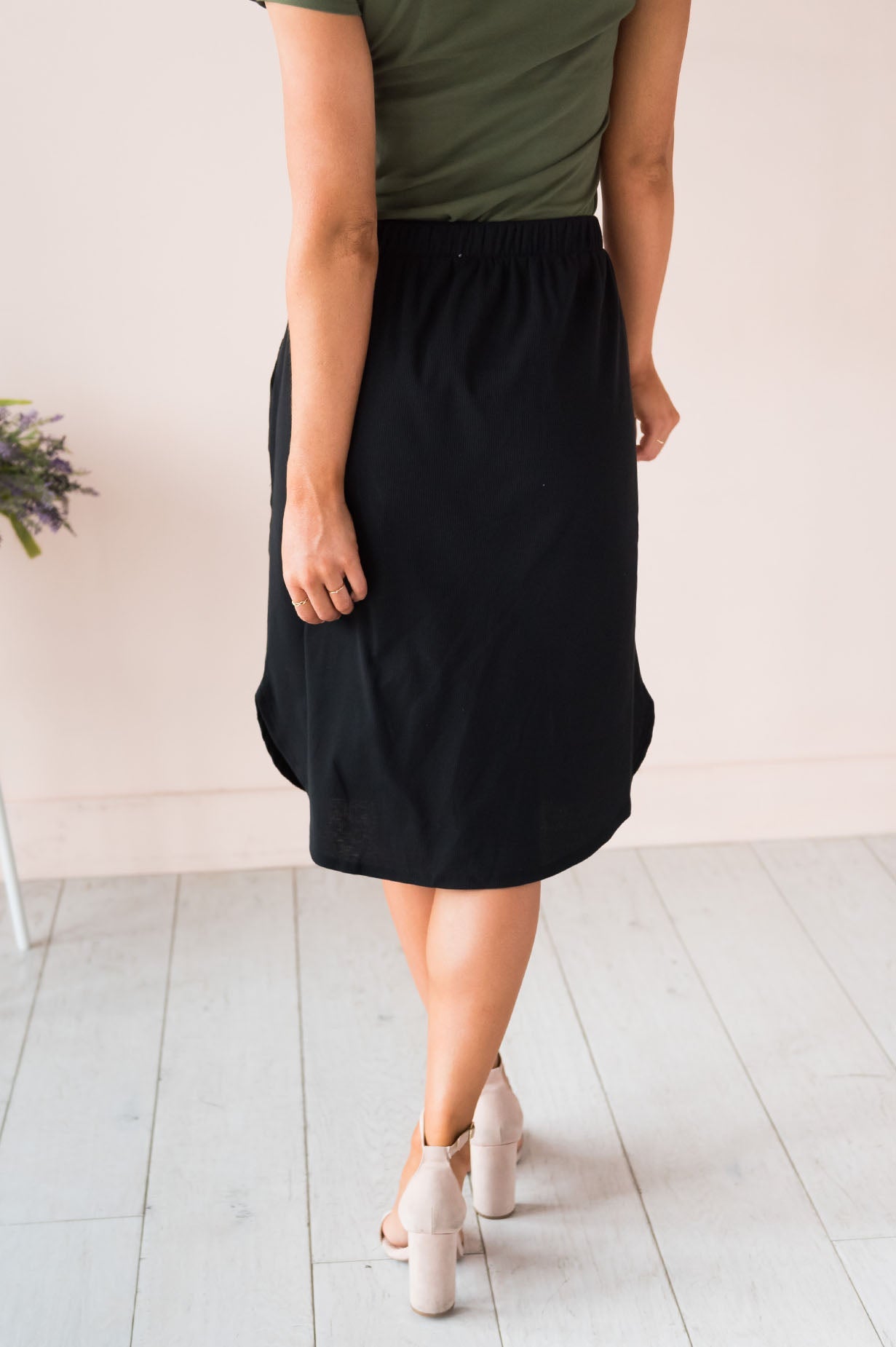 Well Wishes Modest Ribbed Jersey Skirt Skirts vendor-unknown