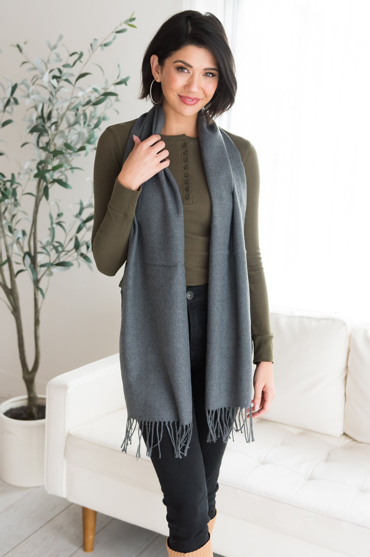 Cozy & Stylish Fringed Edge Scarf Accessories & Shoes Leto Accessories