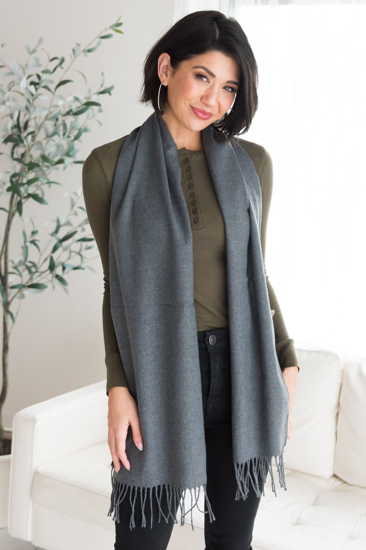 Cozy & Stylish Fringed Edge Scarf Accessories & Shoes Leto Accessories