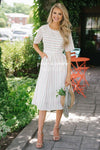 The Maple Modest Dresses vendor-unknown S Ivory with Rust & Sage Stripes