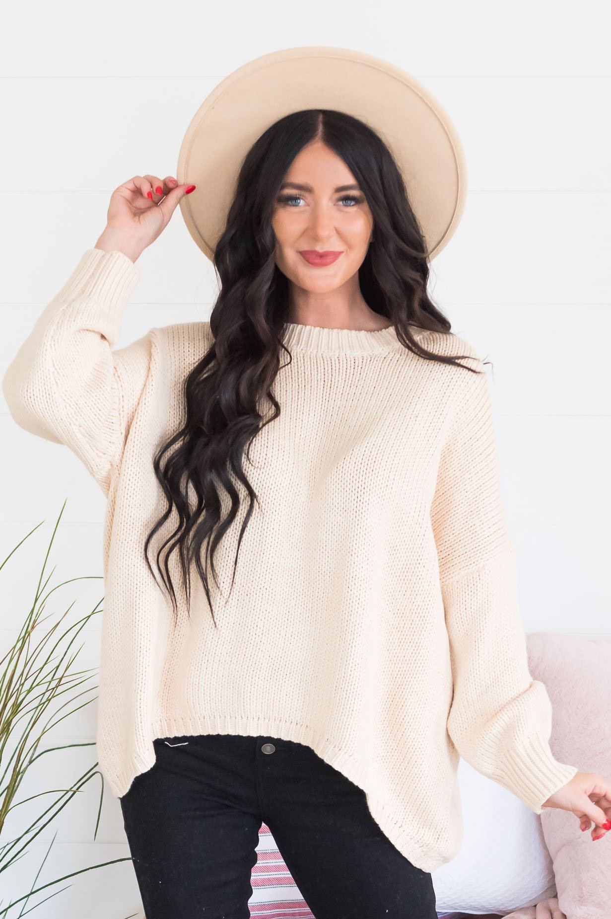 Just Chillin' Modest Sweater Tops vendor-unknown