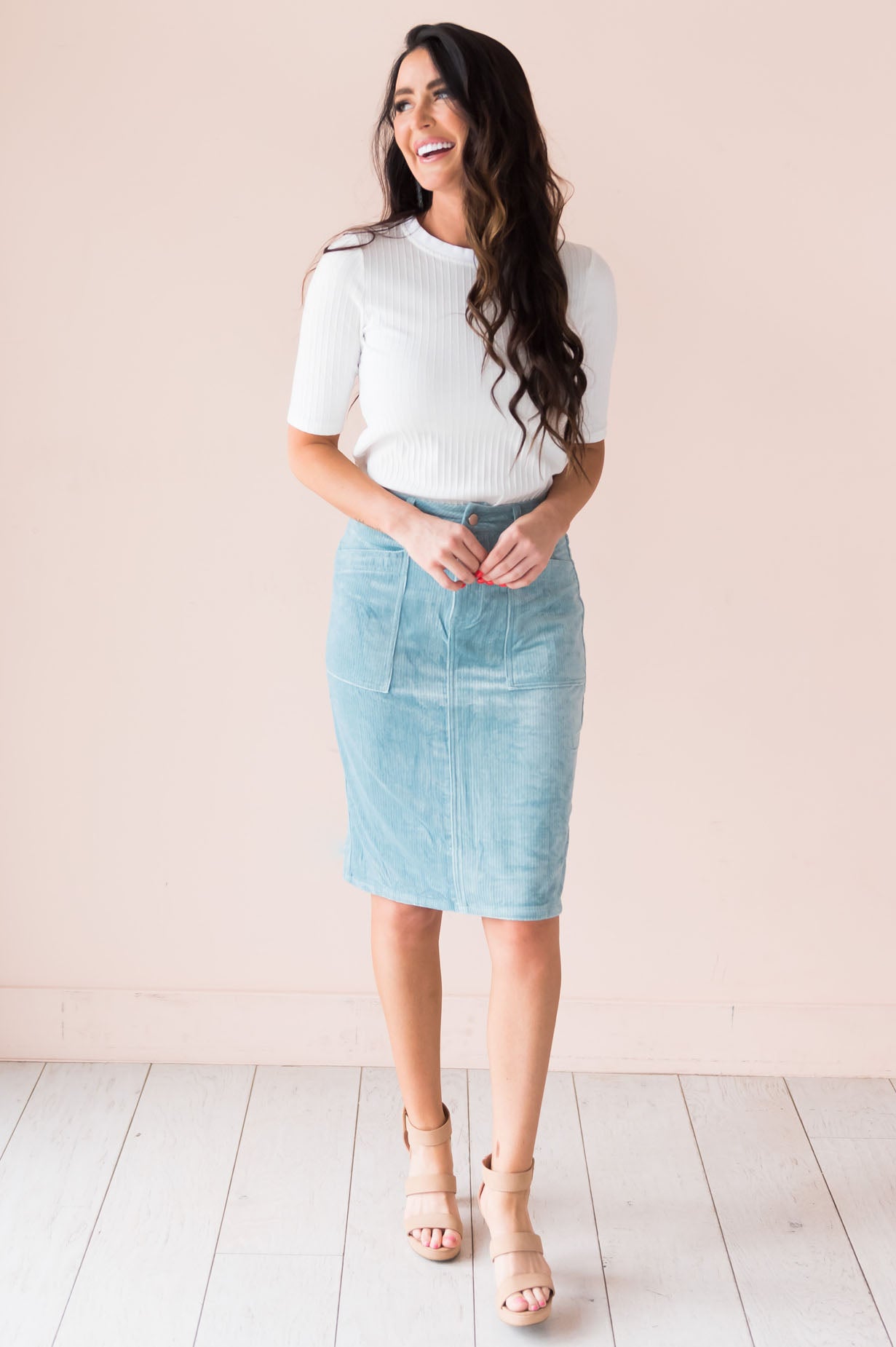 My Sweet Summer High Waisted Corduroy Skirt Modest Dresses vendor-unknown