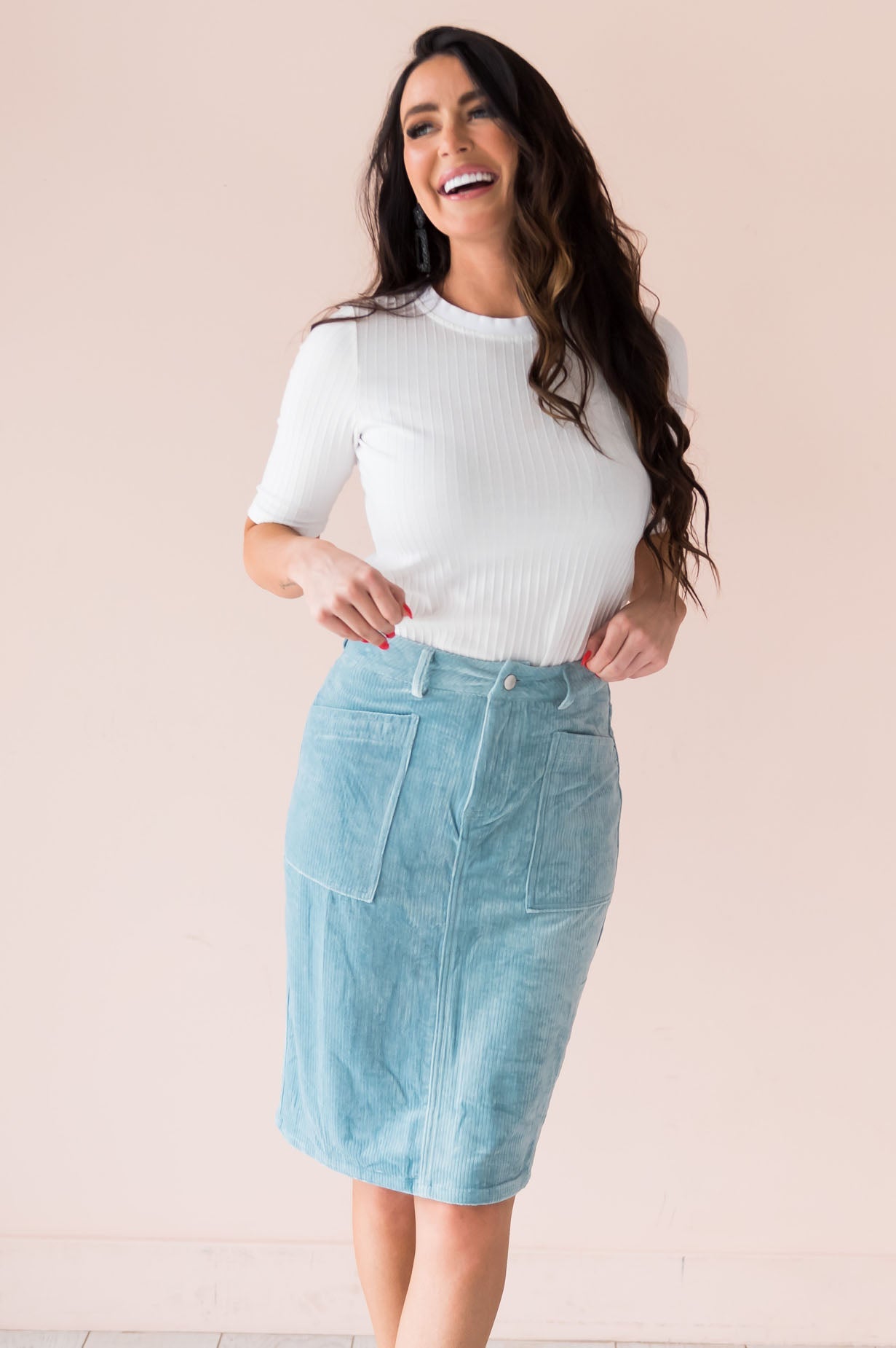 My Sweet Summer High Waisted Corduroy Skirt Modest Dresses vendor-unknown